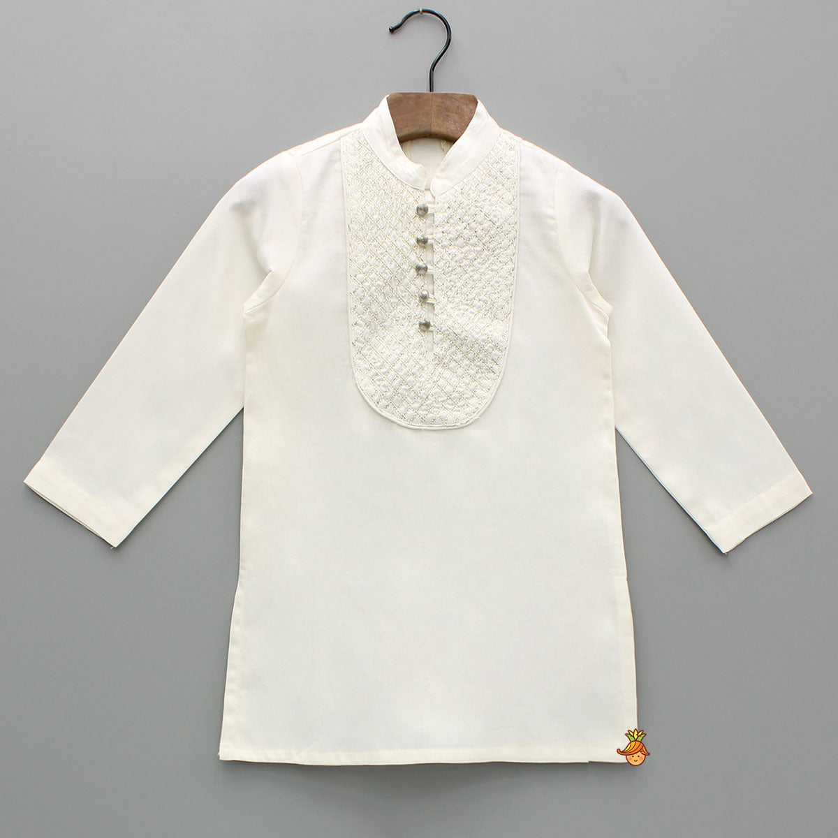 Pre Order: Off White Gota Lace Detailed Kurta And Pyjama