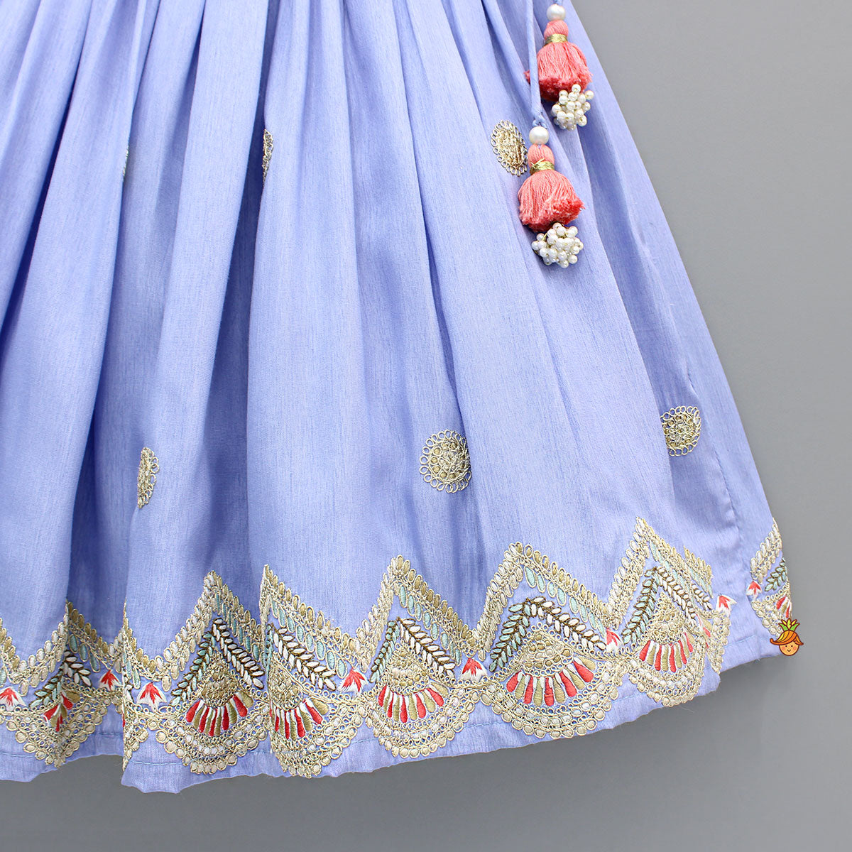 Pre Order: Embroidered Lavender Pleat Detailed Lehenga