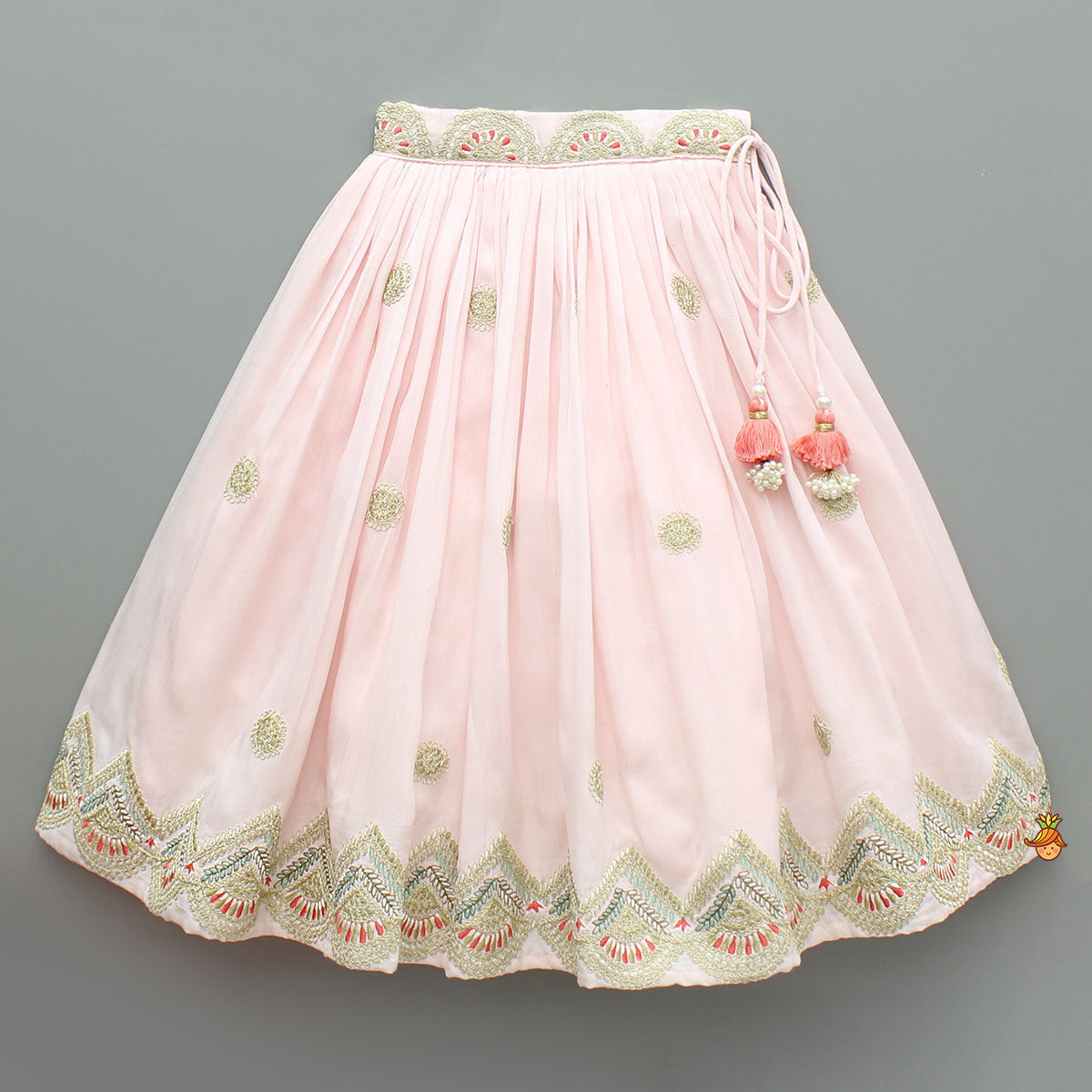 Pre Order: Pink Multicoloured Embroidered Lehenga