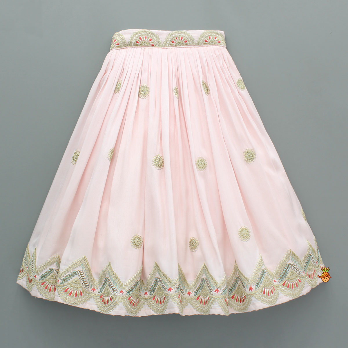 Pre Order: Pink Multicoloured Embroidered Lehenga