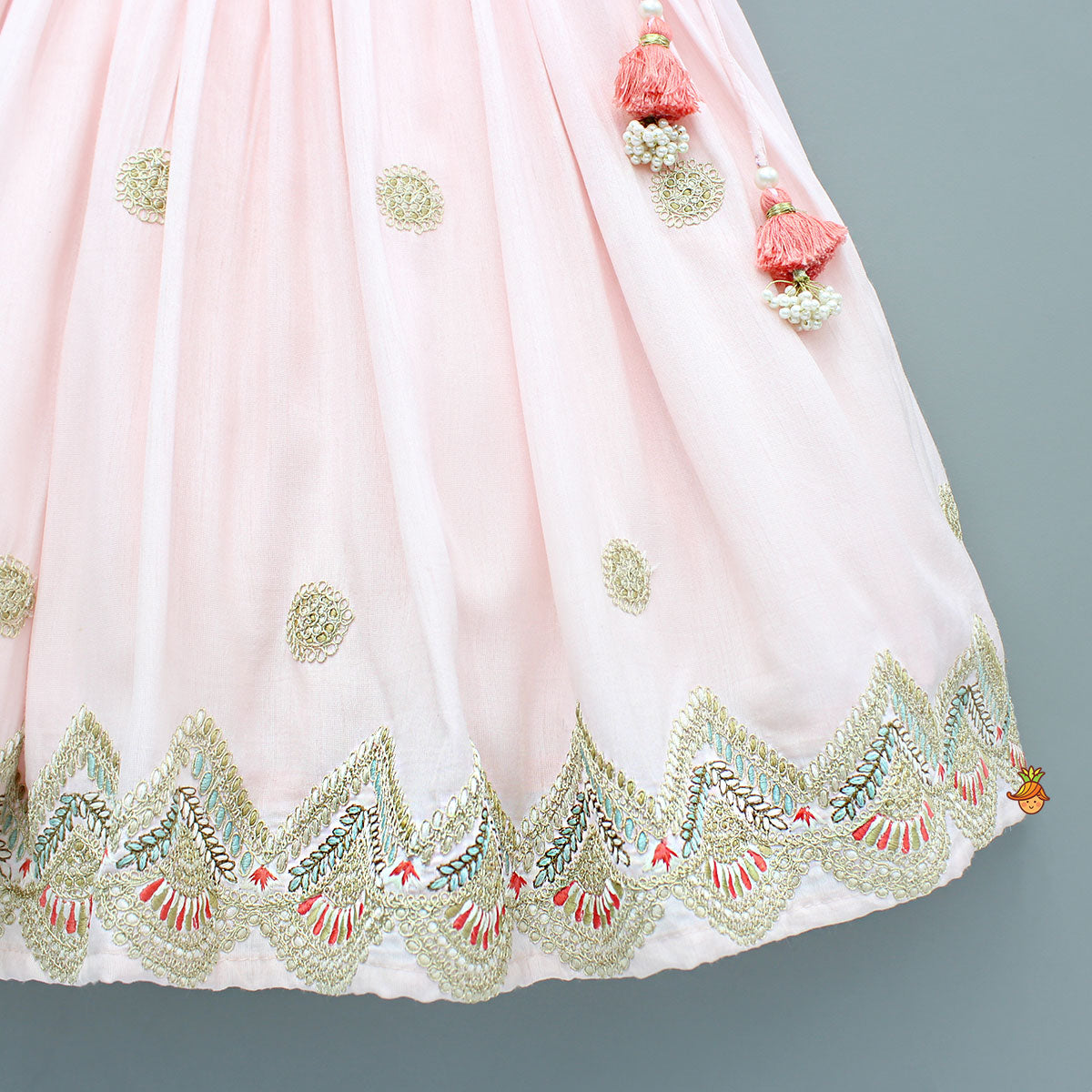 Pre Order: Pink Multicoloured Embroidered Lehenga