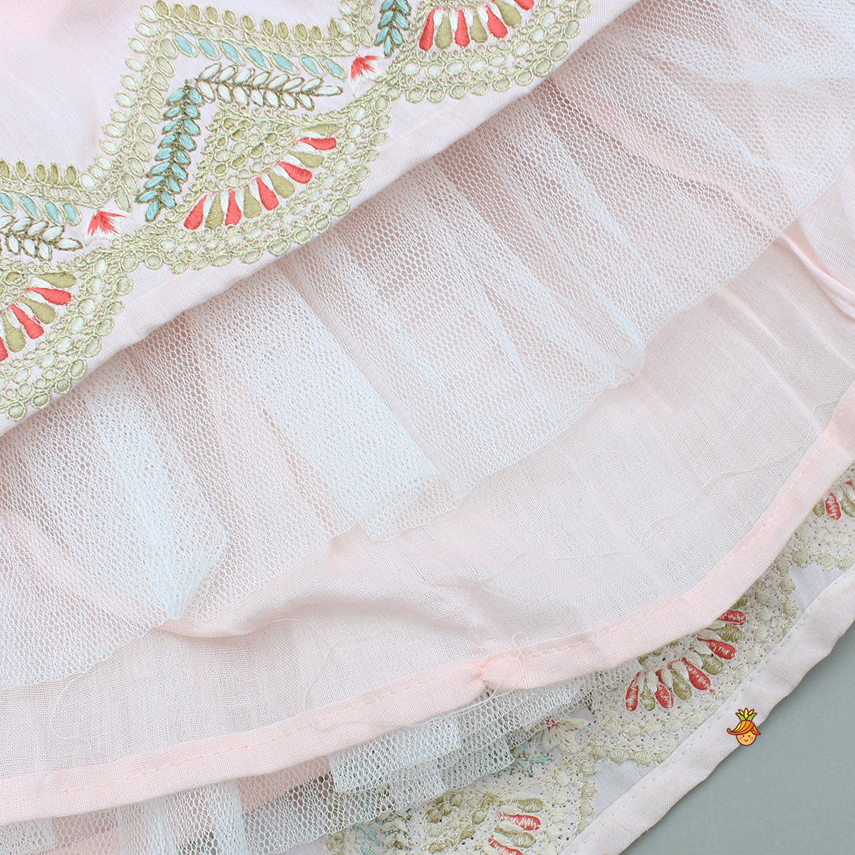 Pre Order: Pink Multicoloured Embroidered Lehenga