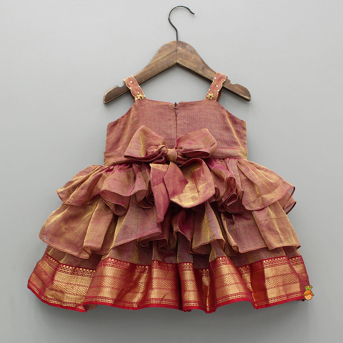 Pre Order: Maroon Embroidered Strappy Layered Dress