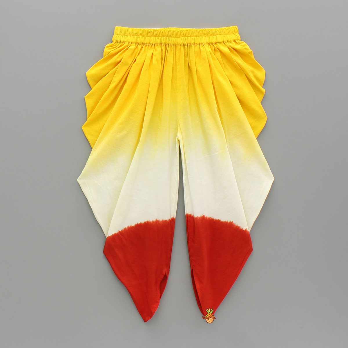 Pre Order: Chevron Embroidered Off White Kurta And Dual Tone Dhoti