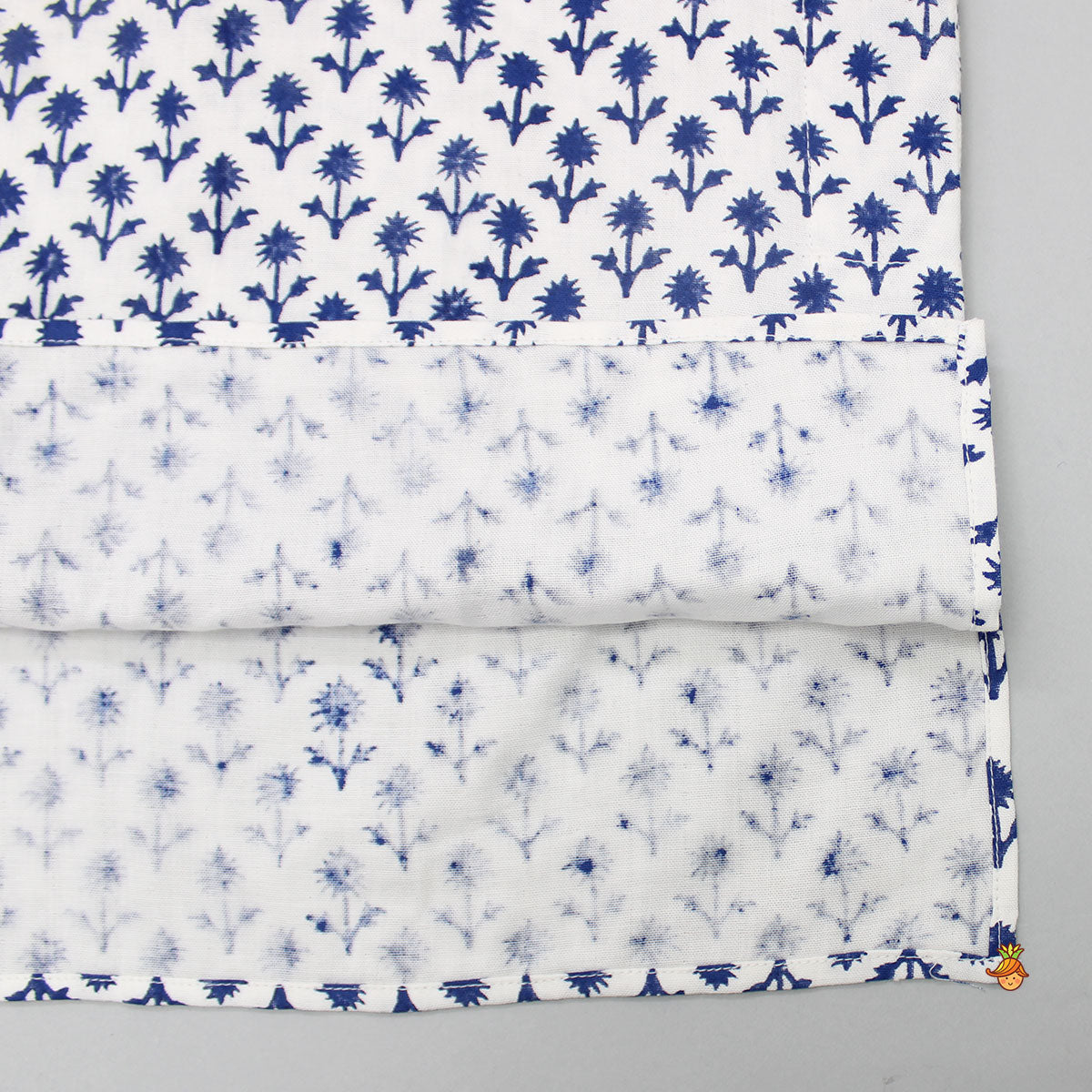 Blue Floral Printed Kurta And Pyjama