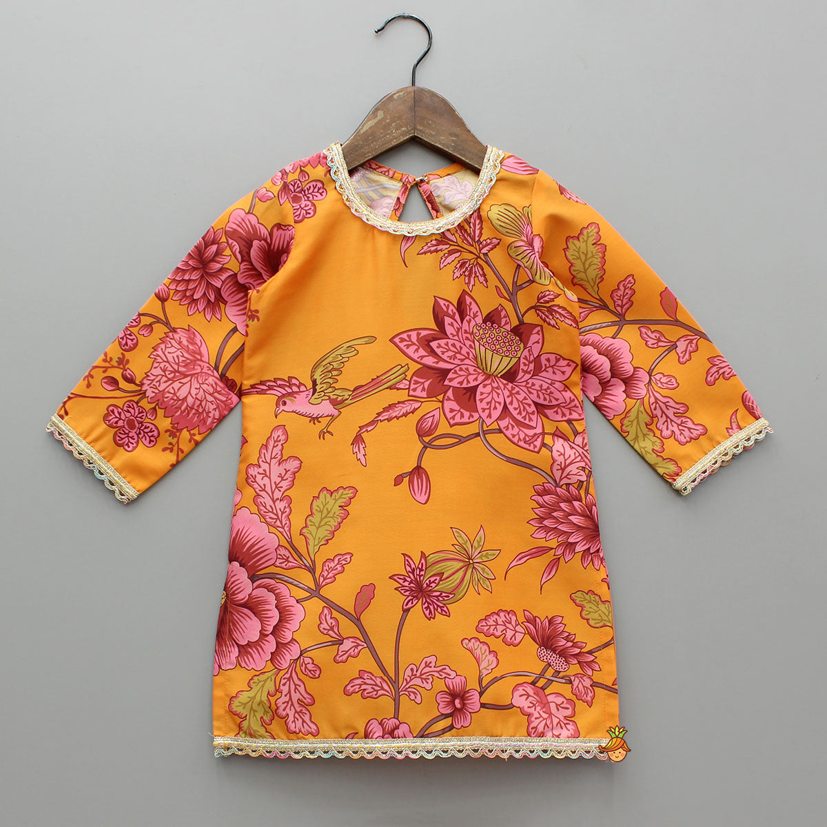 Pre Order: Floral Printed Kurti And Sharara With Dupatta
