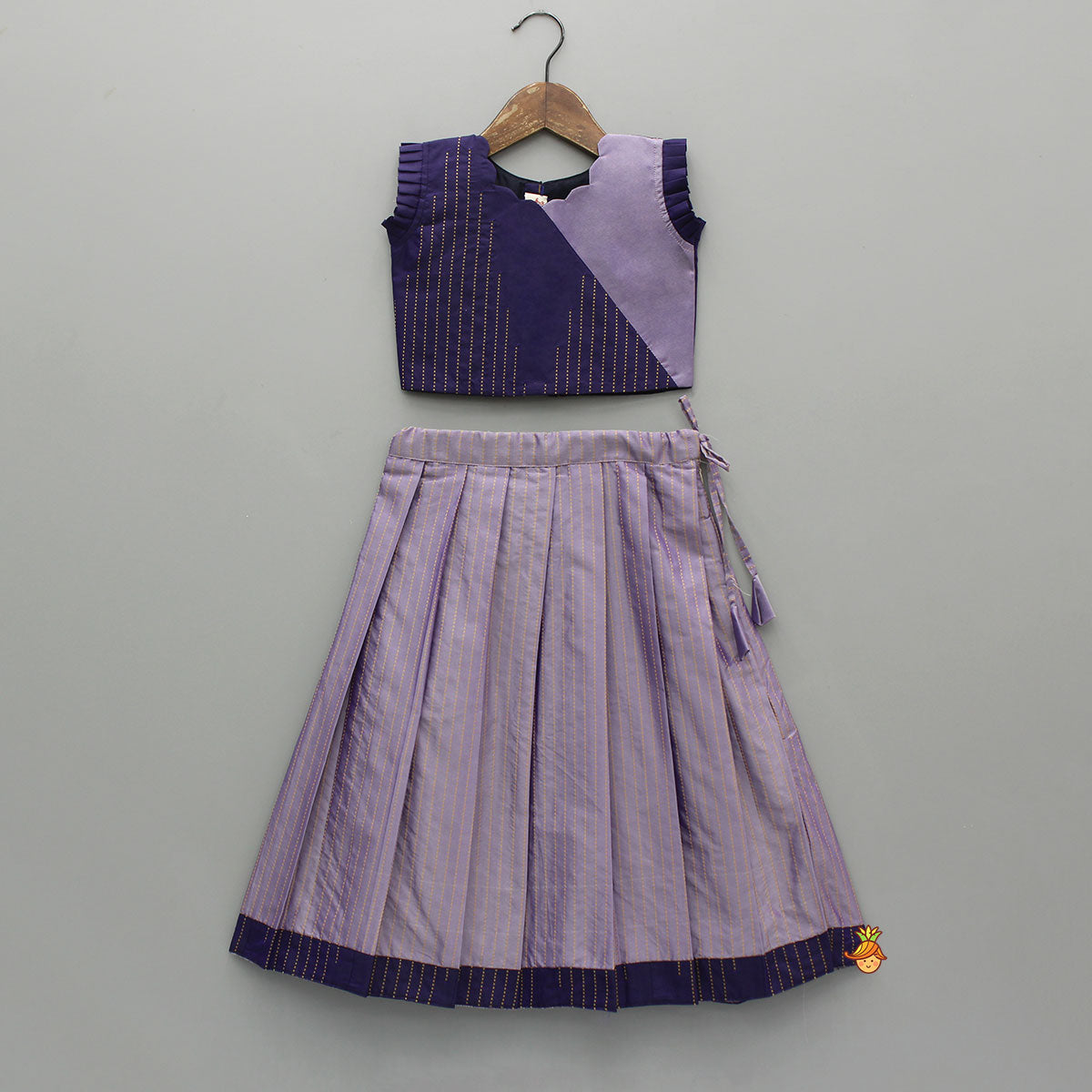 Dual-Tone Pleated Top And Lehenga