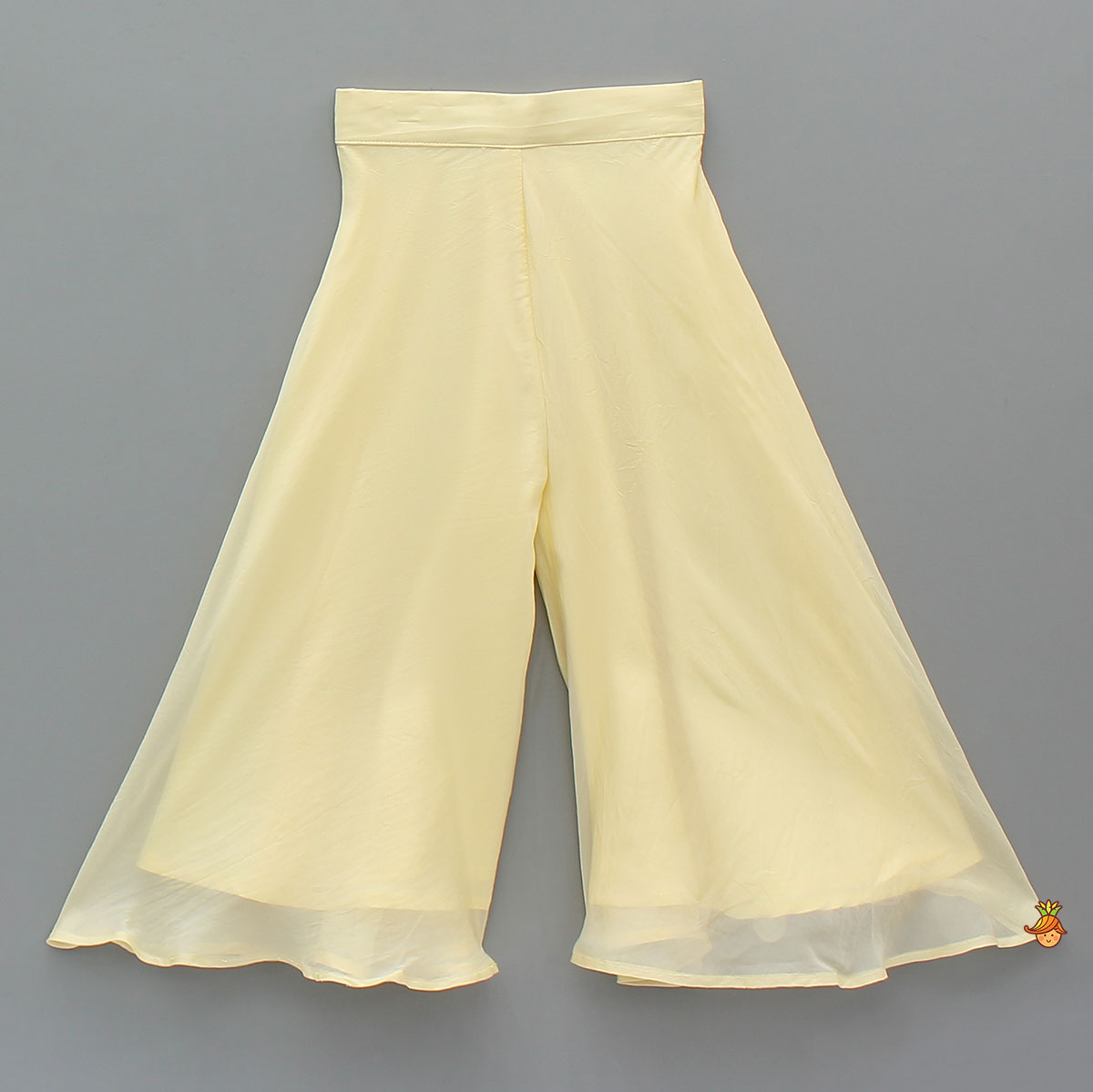 Pre Order: Yellow Sleeveless Floral Embroidered Kurti With Flared Palazzo And Dupatta