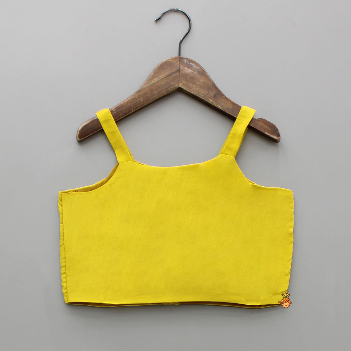 Pre Order: Yellow Strappy Top With Multicolour Printed Cape And Palazzo