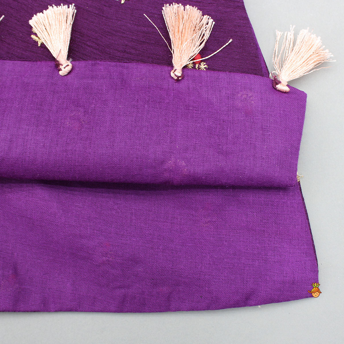 Pre Order: Purple Embroidered Kurti With Palazzo And Dupatta