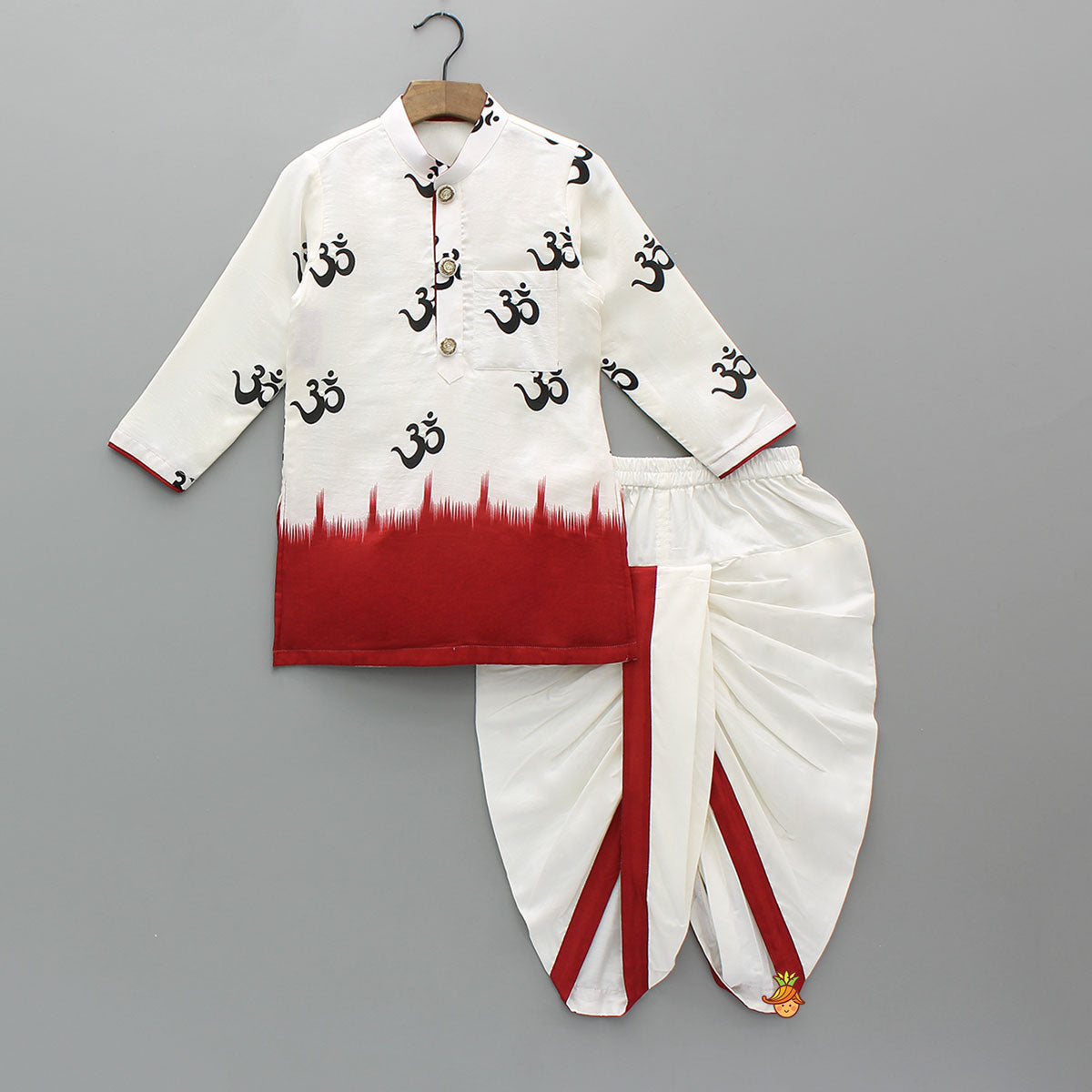 Pre Order: Dual Tone Printed Kurta And Dhoti