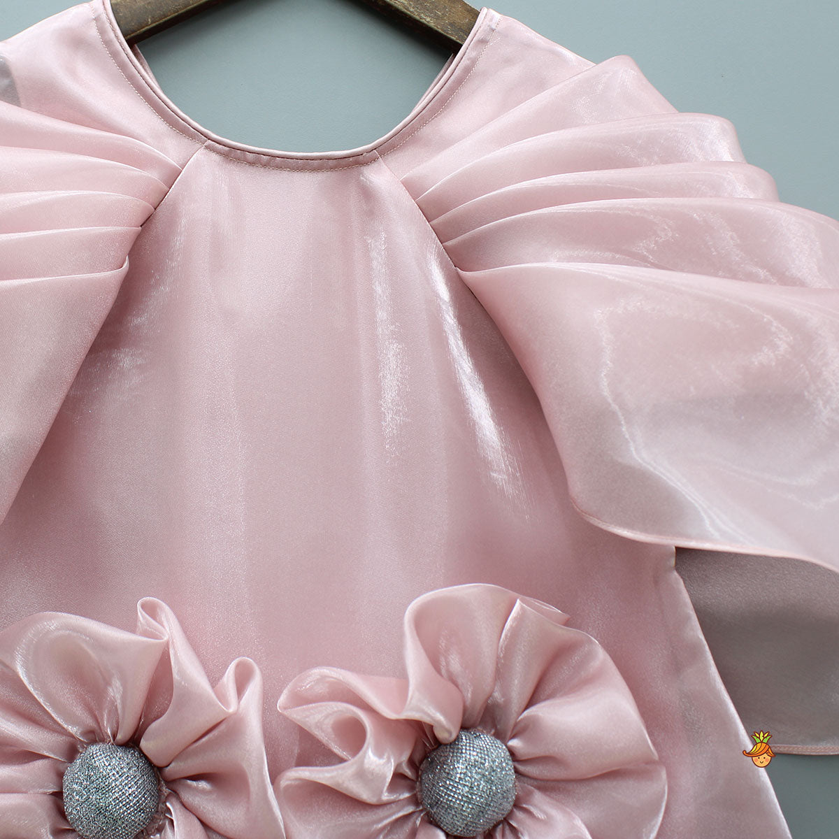 Pre Order: Pink Artificial Flowers Embellished Dress