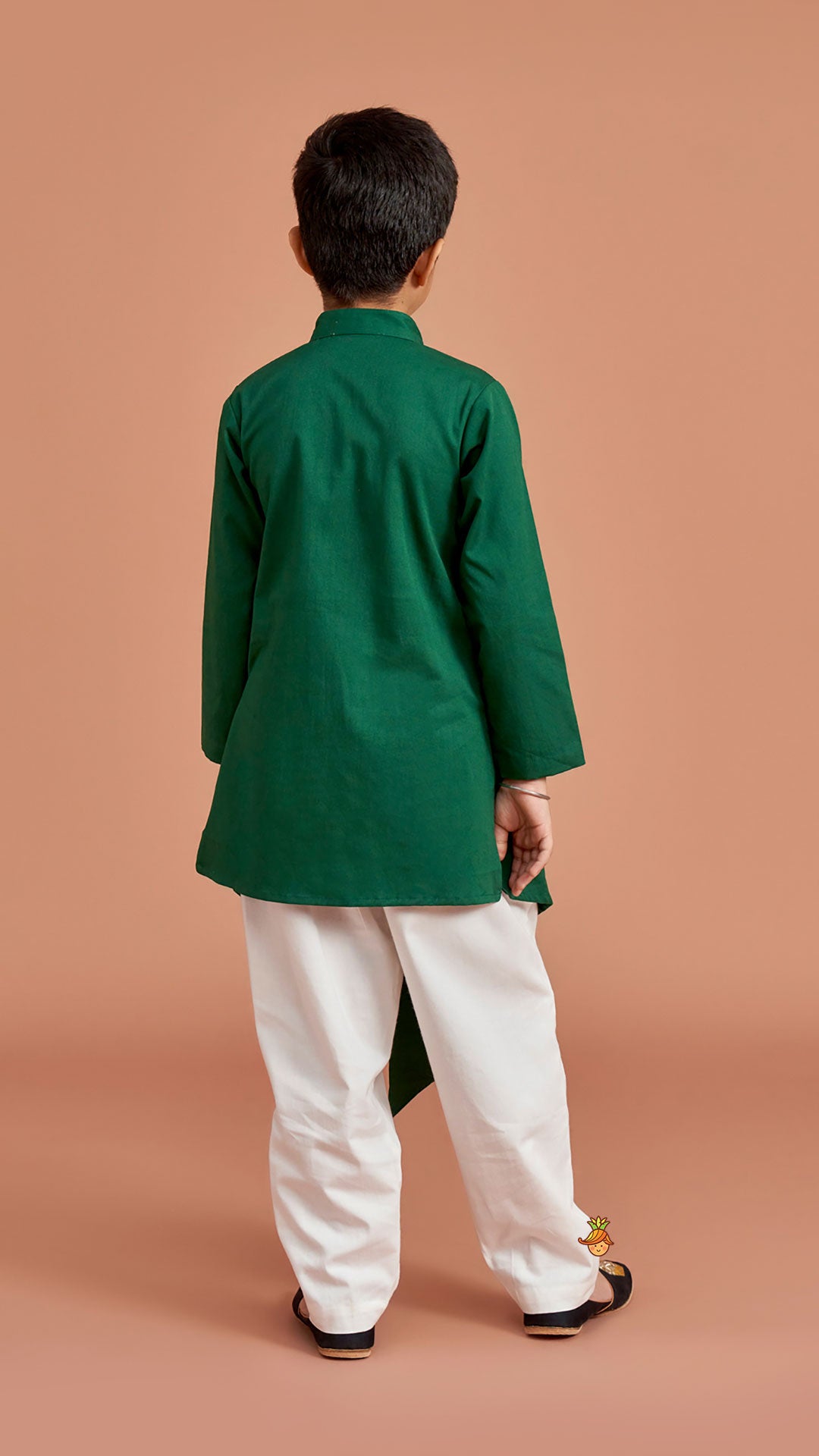 Pre Order: Green Pleated Asymmetric Stylish Kurta With Pant
