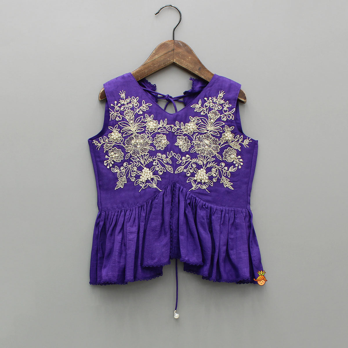 Pre Order: Violet Embroidered Top And Pleated Lehenga