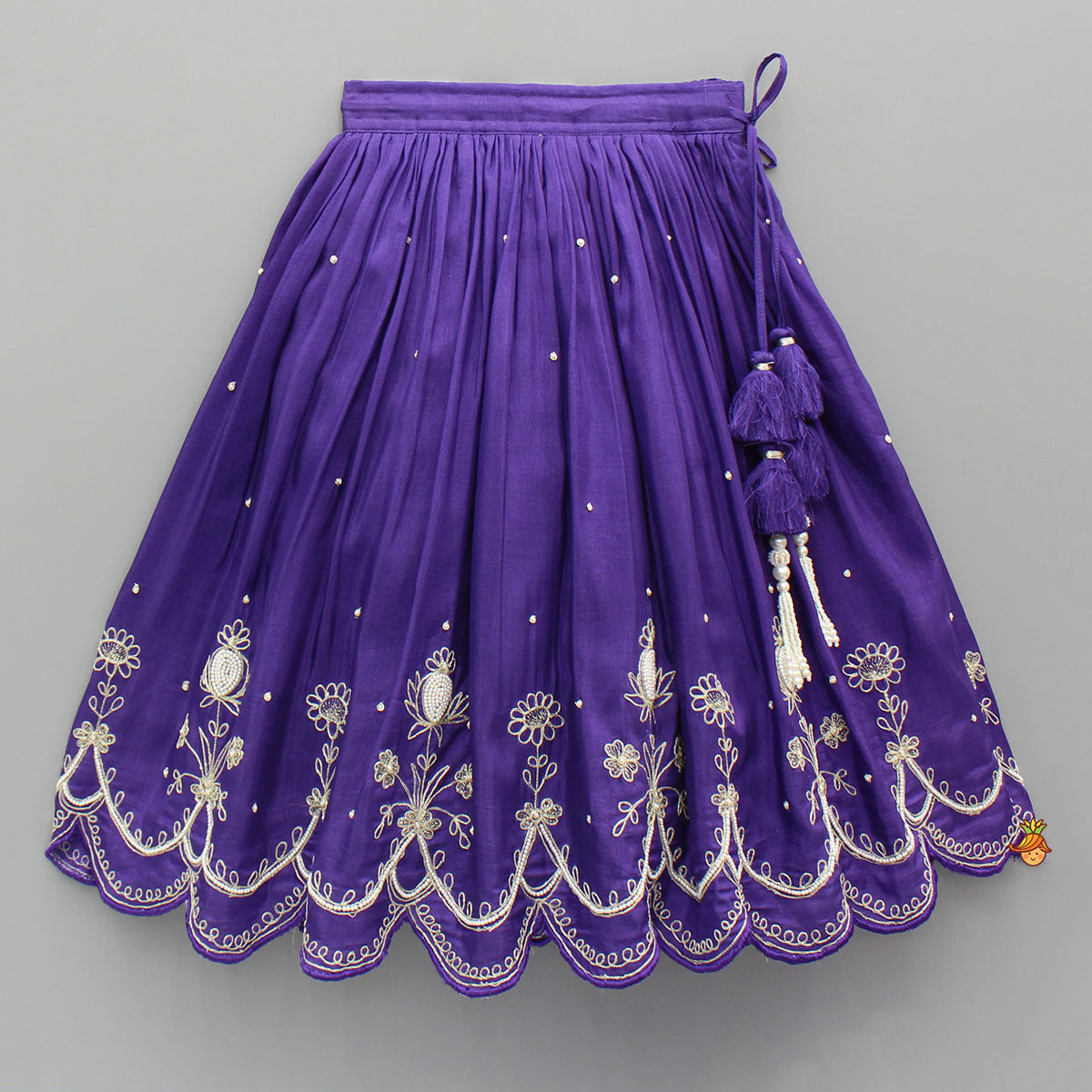 Pre Order: Violet Embroidered Top And Pleated Lehenga