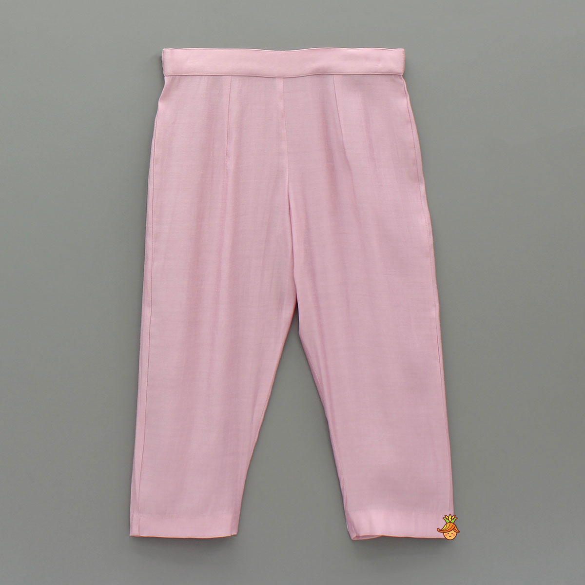 Pre Order: Pink Kurta With Embroidered Flower Applique And Pant