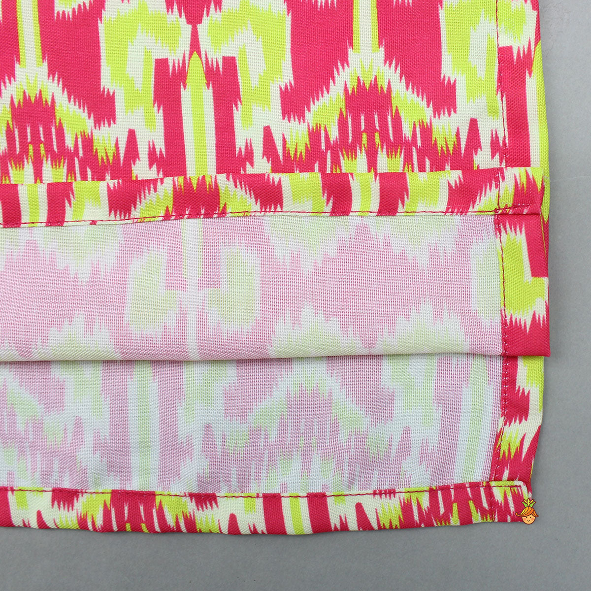 Pink Kurta With Green Print And Pyjama