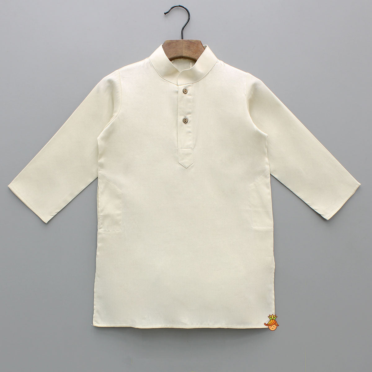 Off White Kurta With Blue Printed Embroidered Jacket And Pyjama