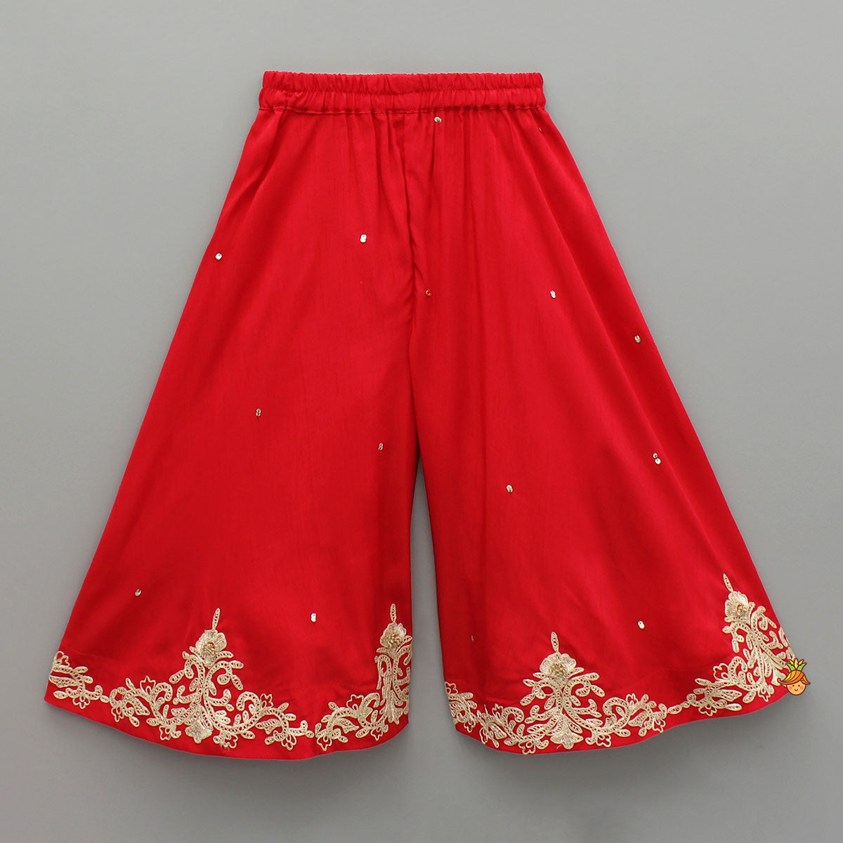 Pre Order: Red Embroidered Top And Palazzo