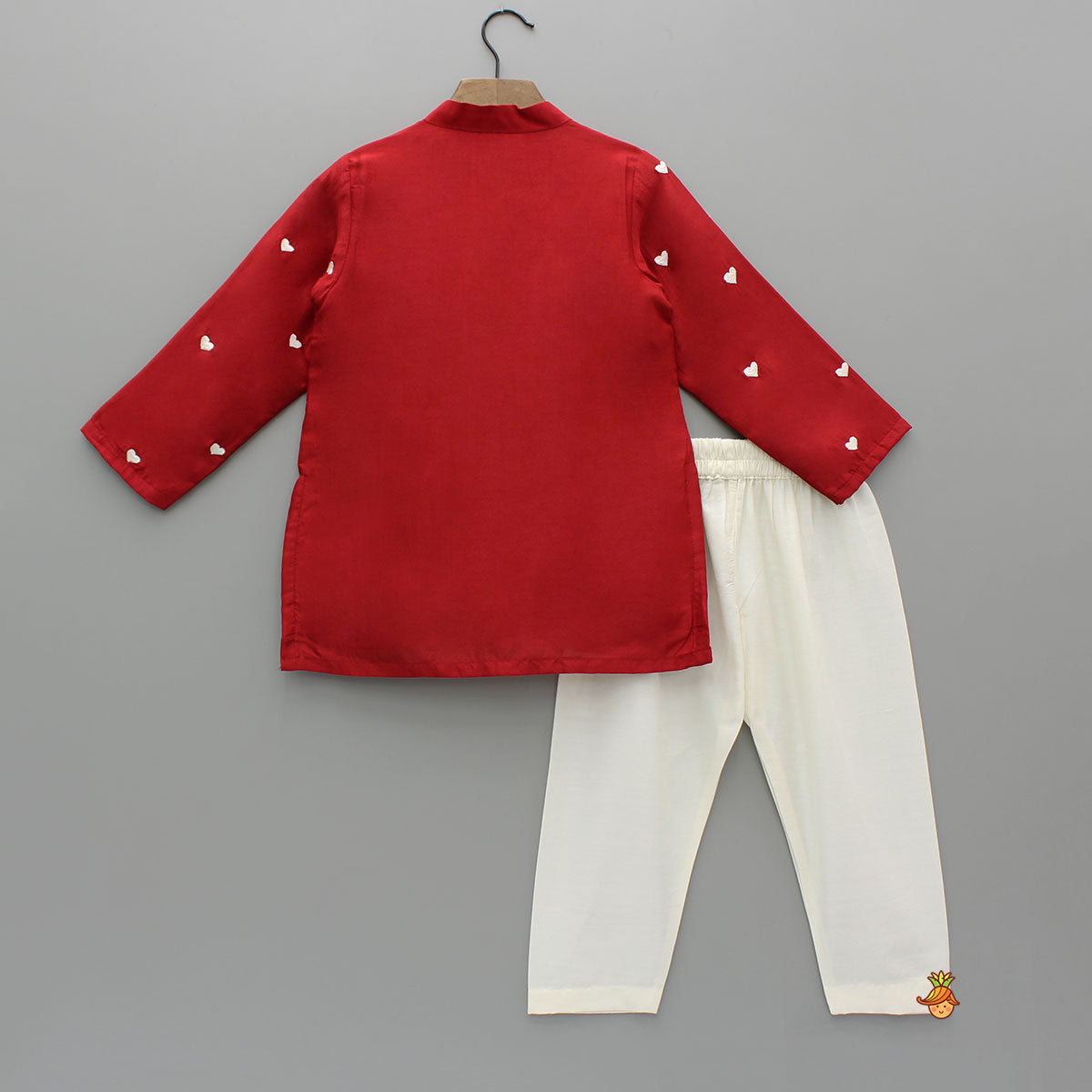 Pre Order: Red Heart Embroidered Kurta And Pyjama