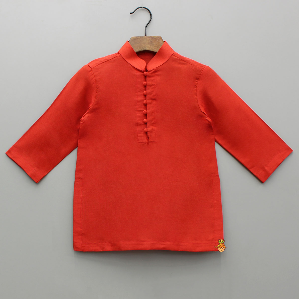 Pre Order: Red Kurta With Embroidered Front Open Jacket And Pyjama