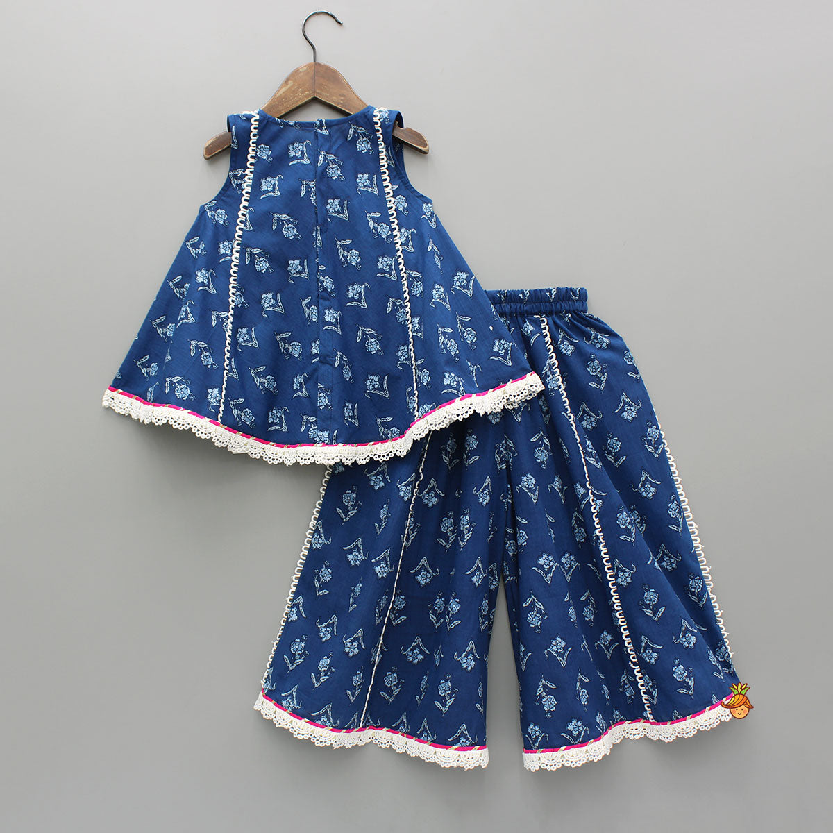 Pre Order: Blue Printed Flared Top And Palazzo