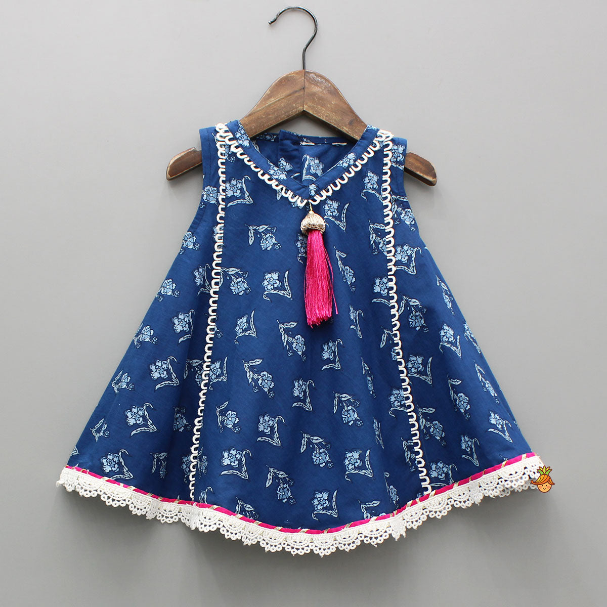 Pre Order: Blue Printed Flared Top And Palazzo