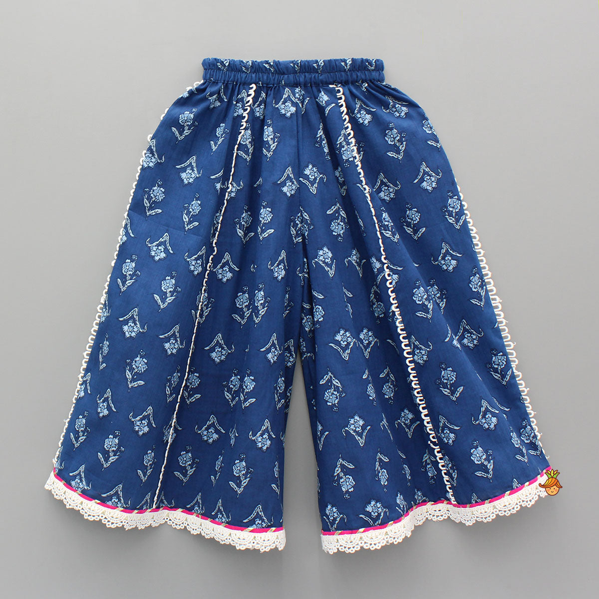 Pre Order: Blue Printed Flared Top And Palazzo