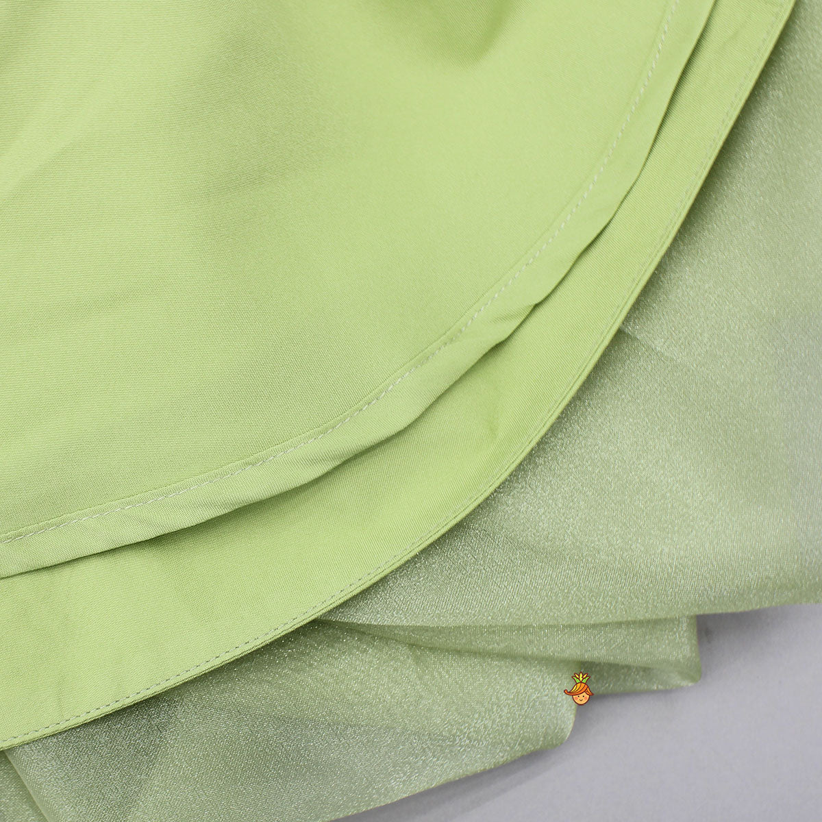 Pre Order: Green Embellished Dress With Detachable Bow