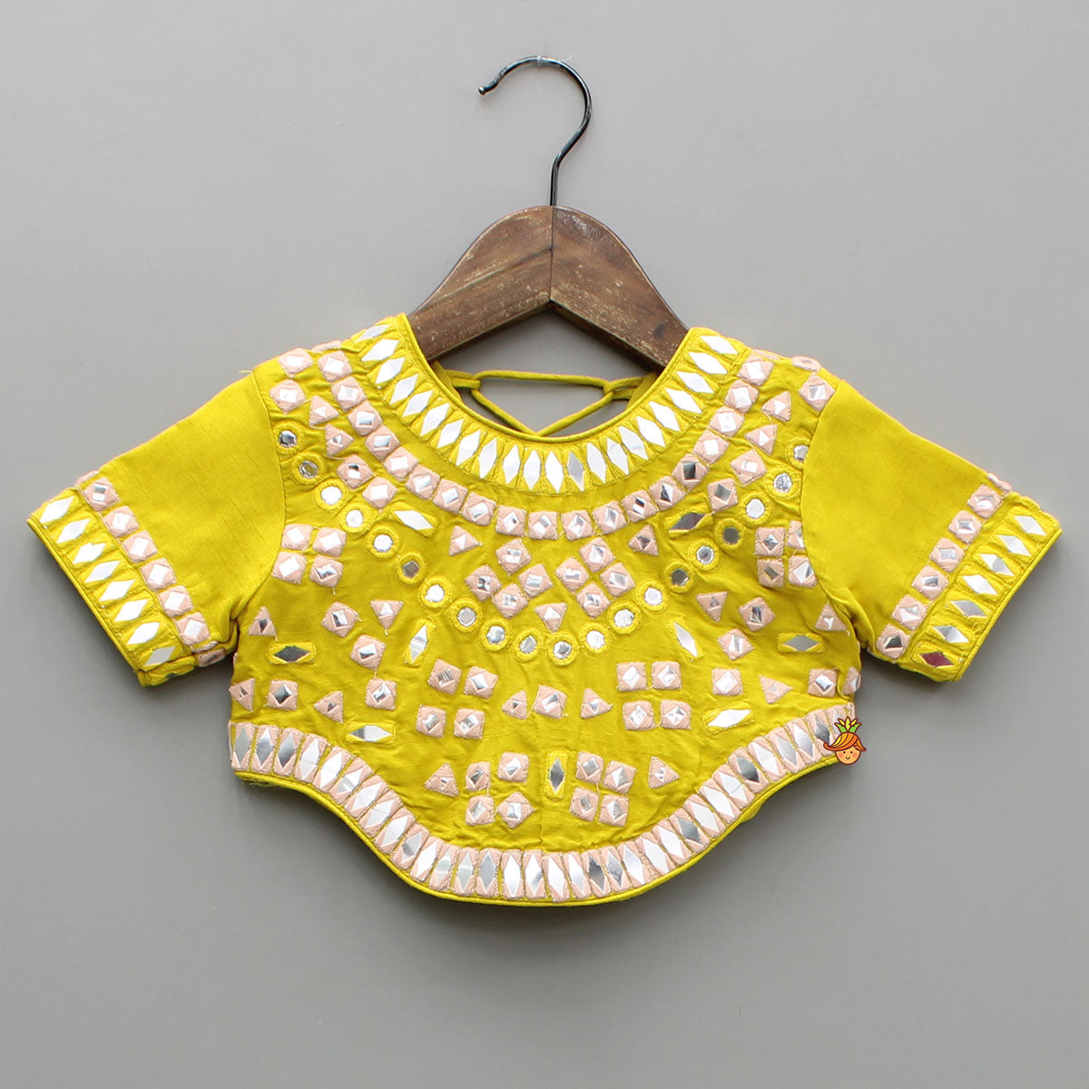 Pre Order: Faux Mirror Embroidered Top And Lehenga With Dupatta