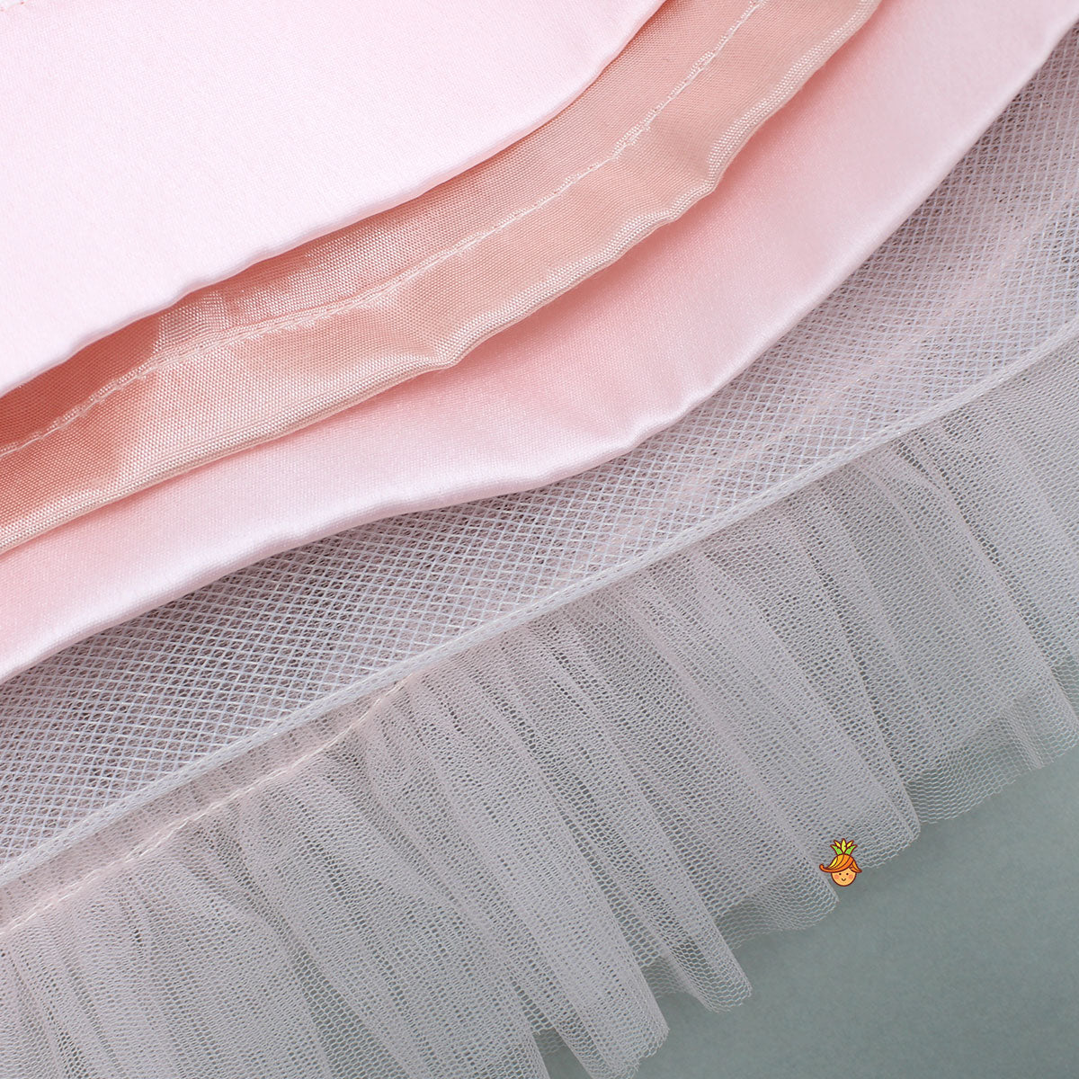 Pre Order: Peach Embellished Detachable Trail Dress And Bow With Sling Bag