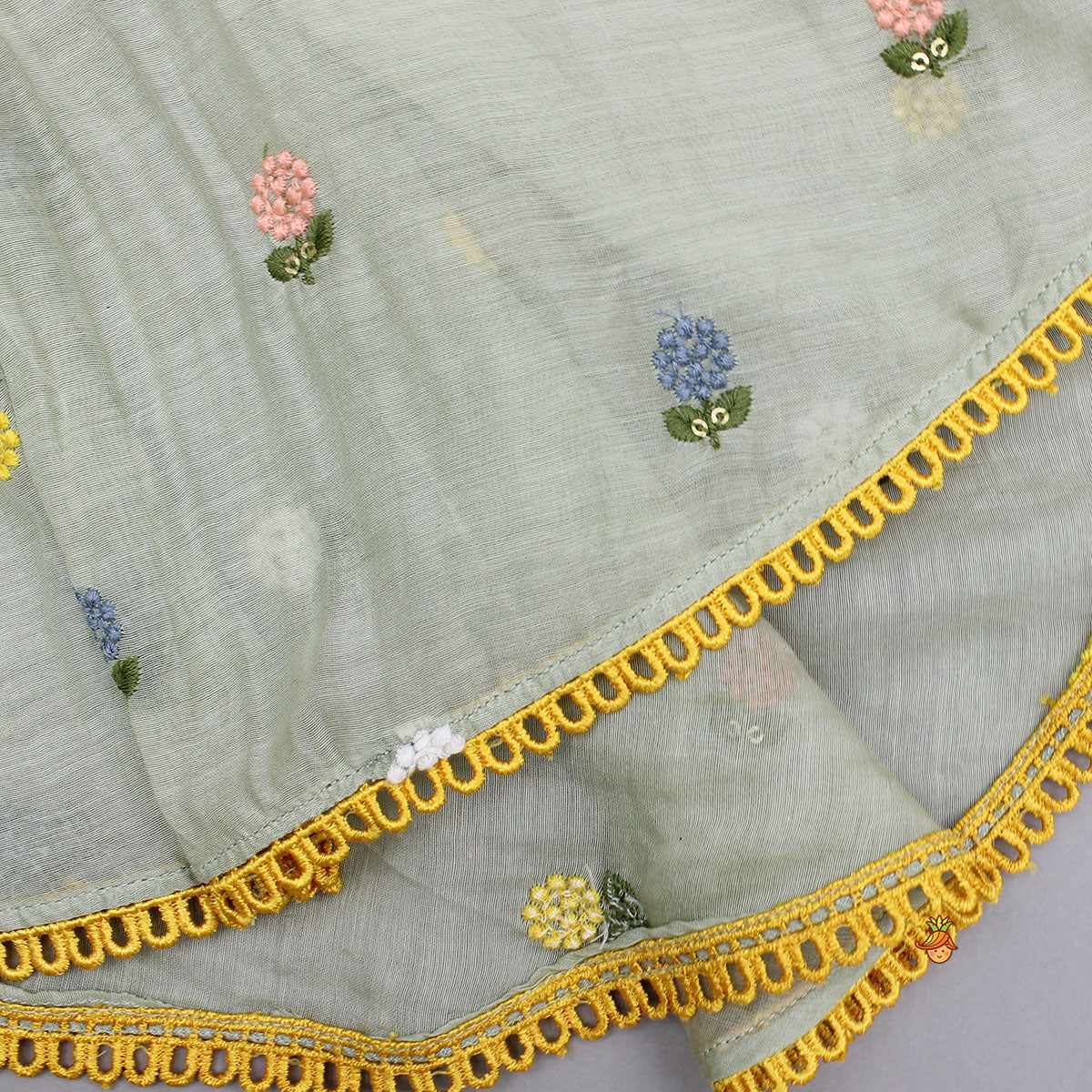 Pre Order: Green Floral Embroidered Stylish Backless Kurti With Sharara And Dupatta