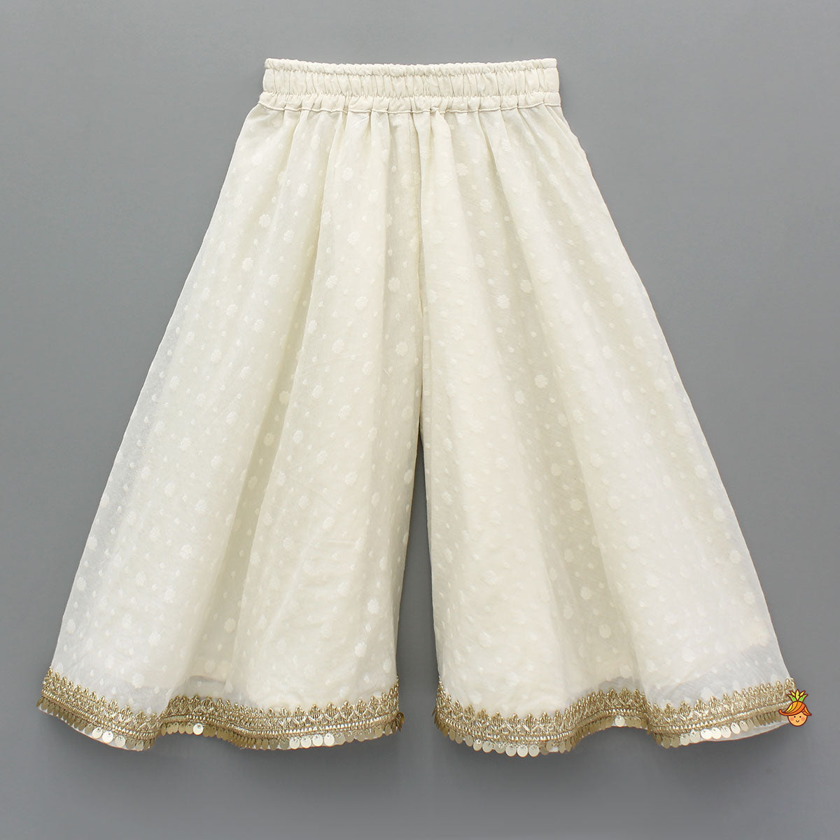 Pre Order: Off White Embroidered Embellished Top And Palazzo
