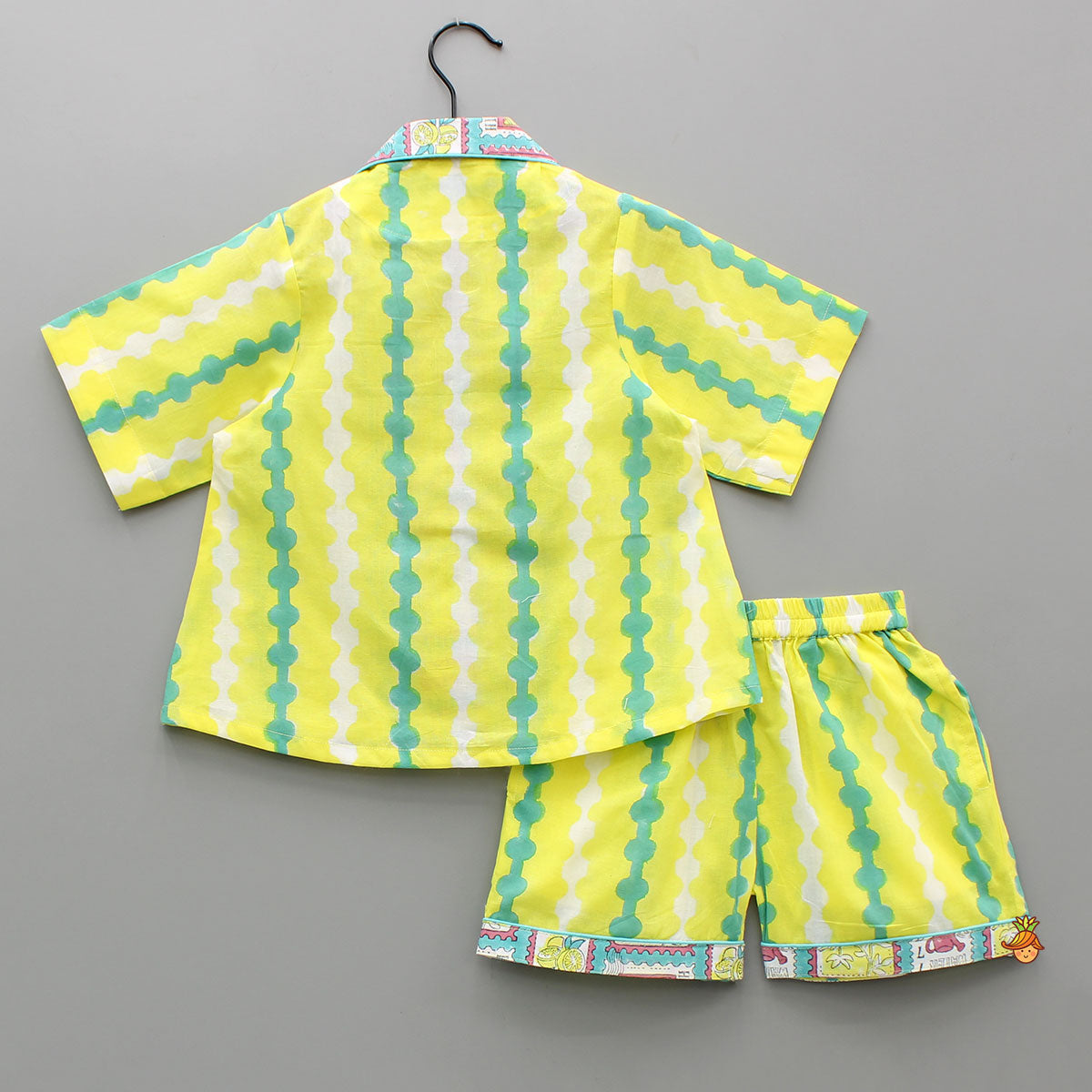 Pre Order: Hand Block Printed Notch Collar Top And Shorts