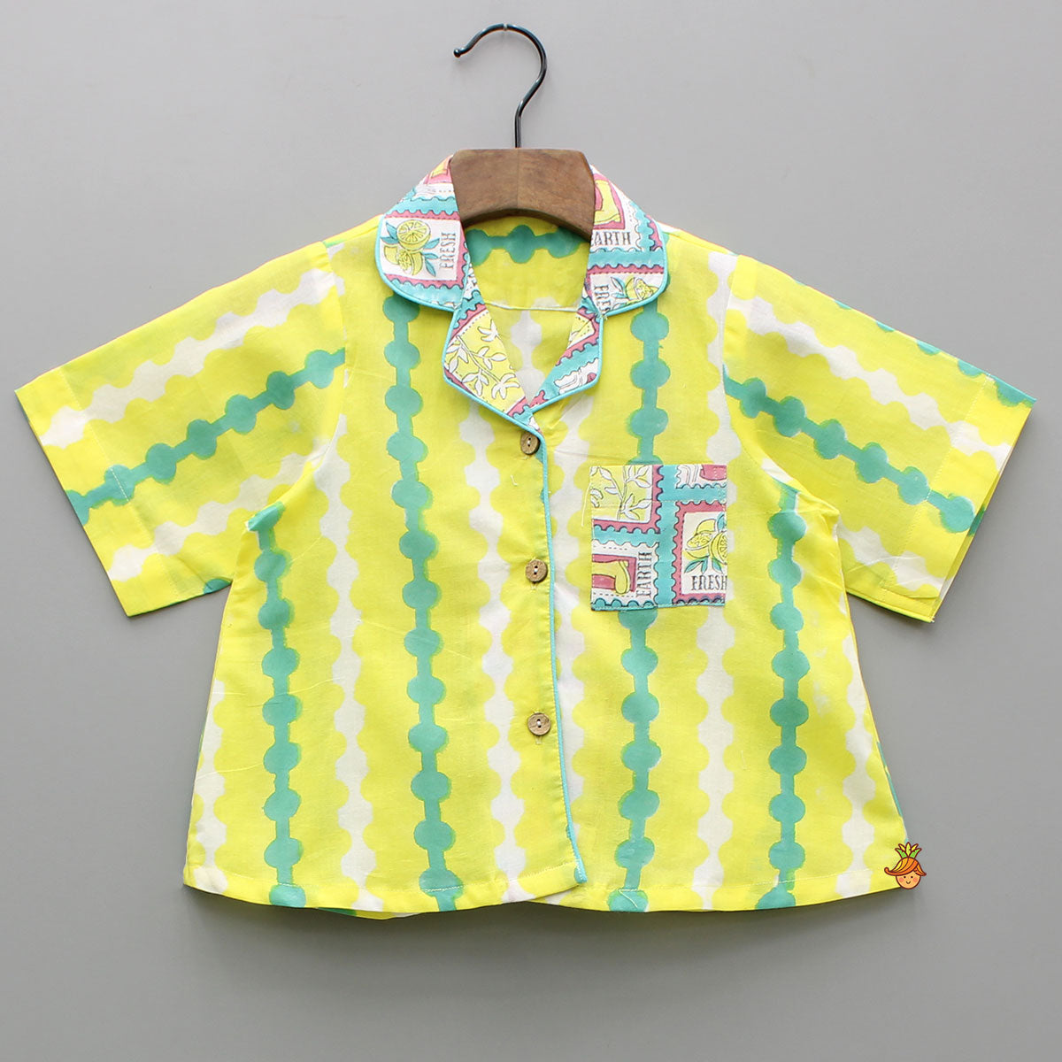 Pre Order: Hand Block Printed Notch Collar Top And Shorts