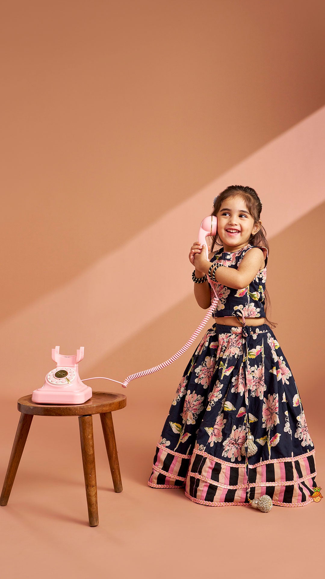 Pre Order: Multicolour Floral Printed Top And Lehenga With Dupatta