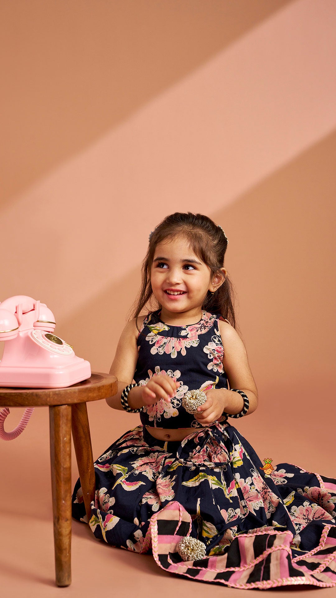 Pre Order: Multicolour Floral Printed Top And Lehenga With Dupatta