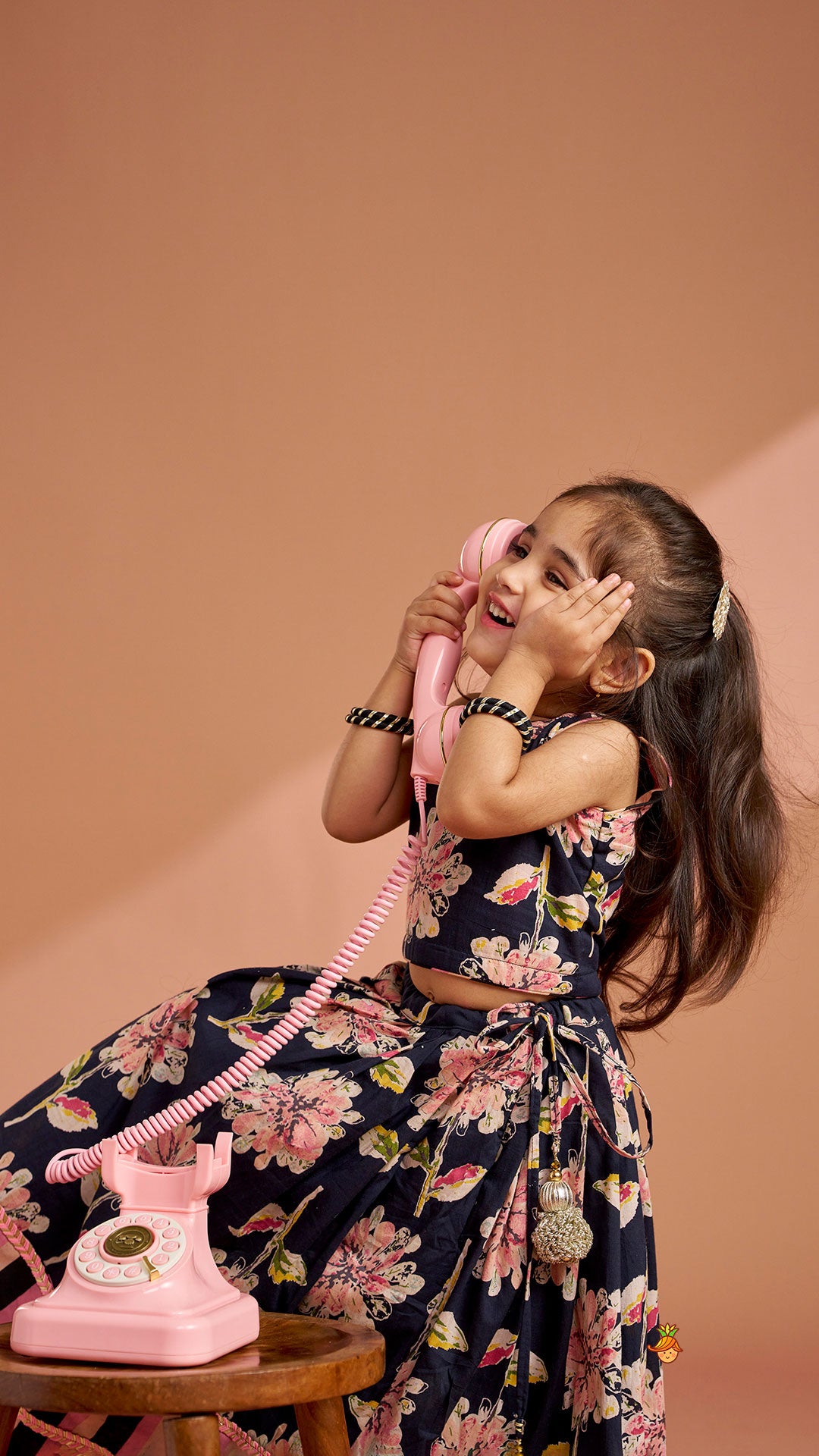 Pre Order: Multicolour Floral Printed Top And Lehenga With Dupatta