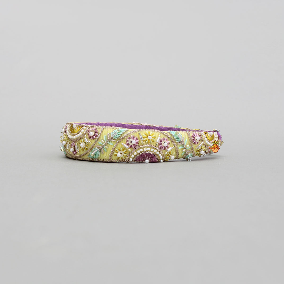 Yellow Embroidered And Embellished Hairband