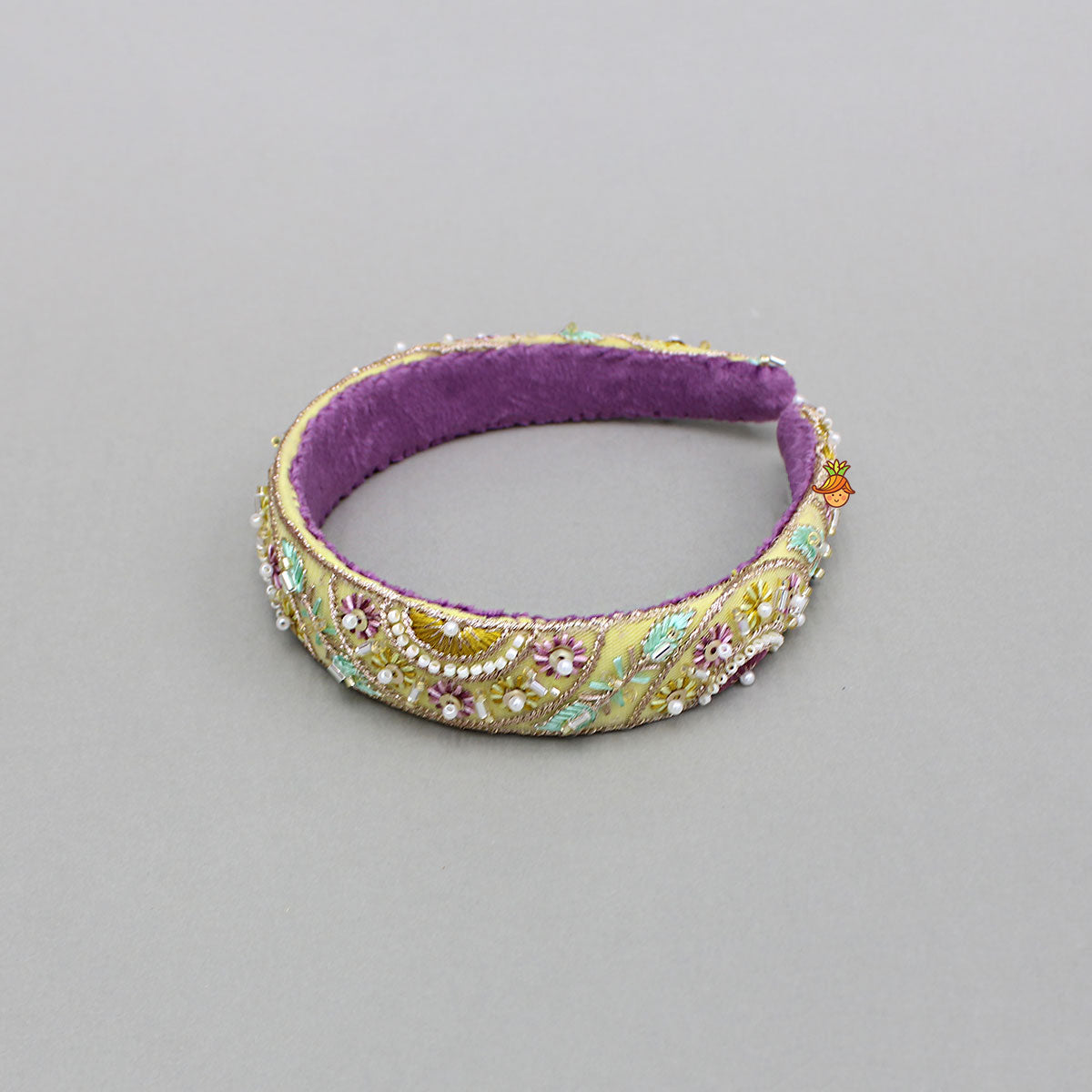 Yellow Embroidered And Embellished Hairband