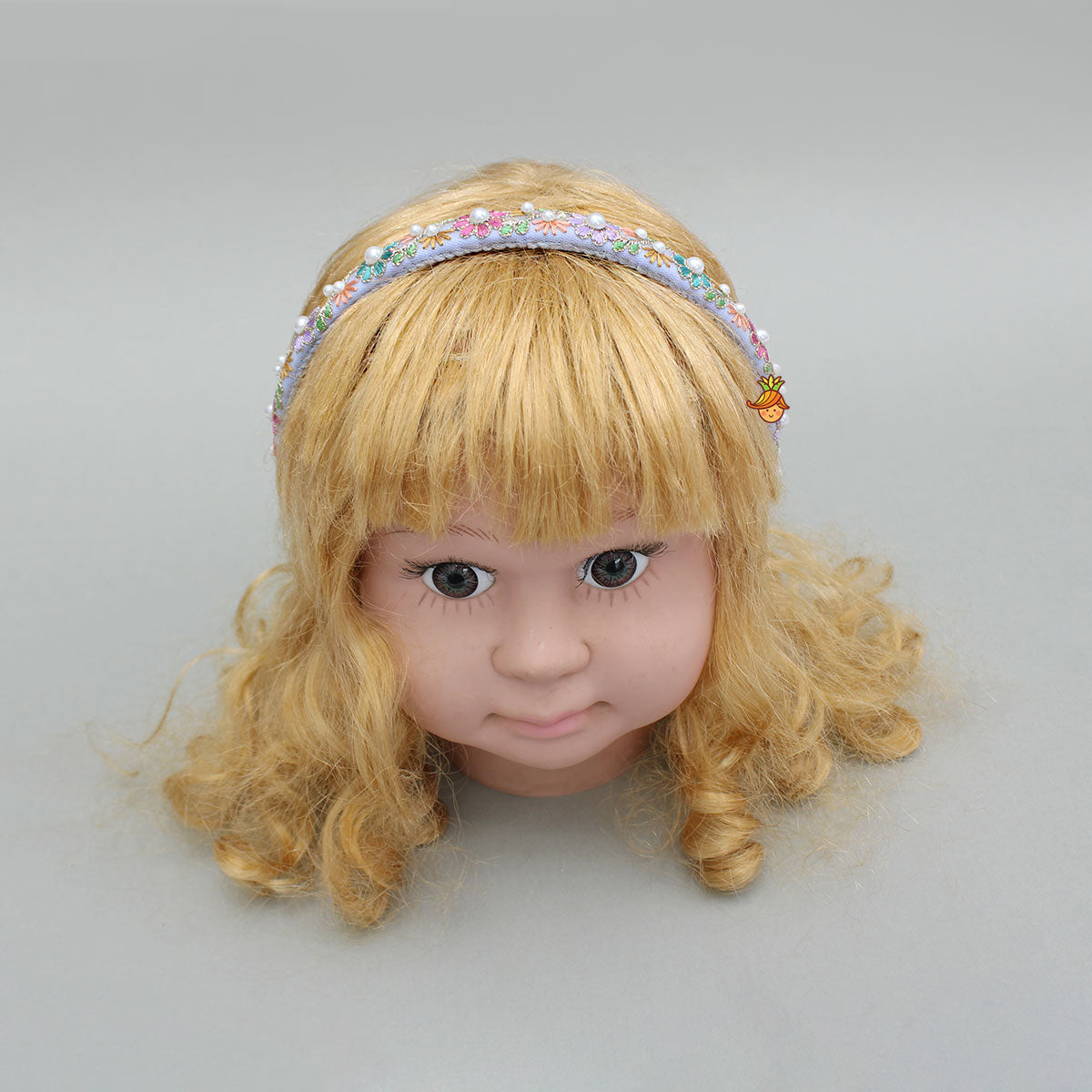 Pearls And Multicolour Thread Embroidered Purple Hairband