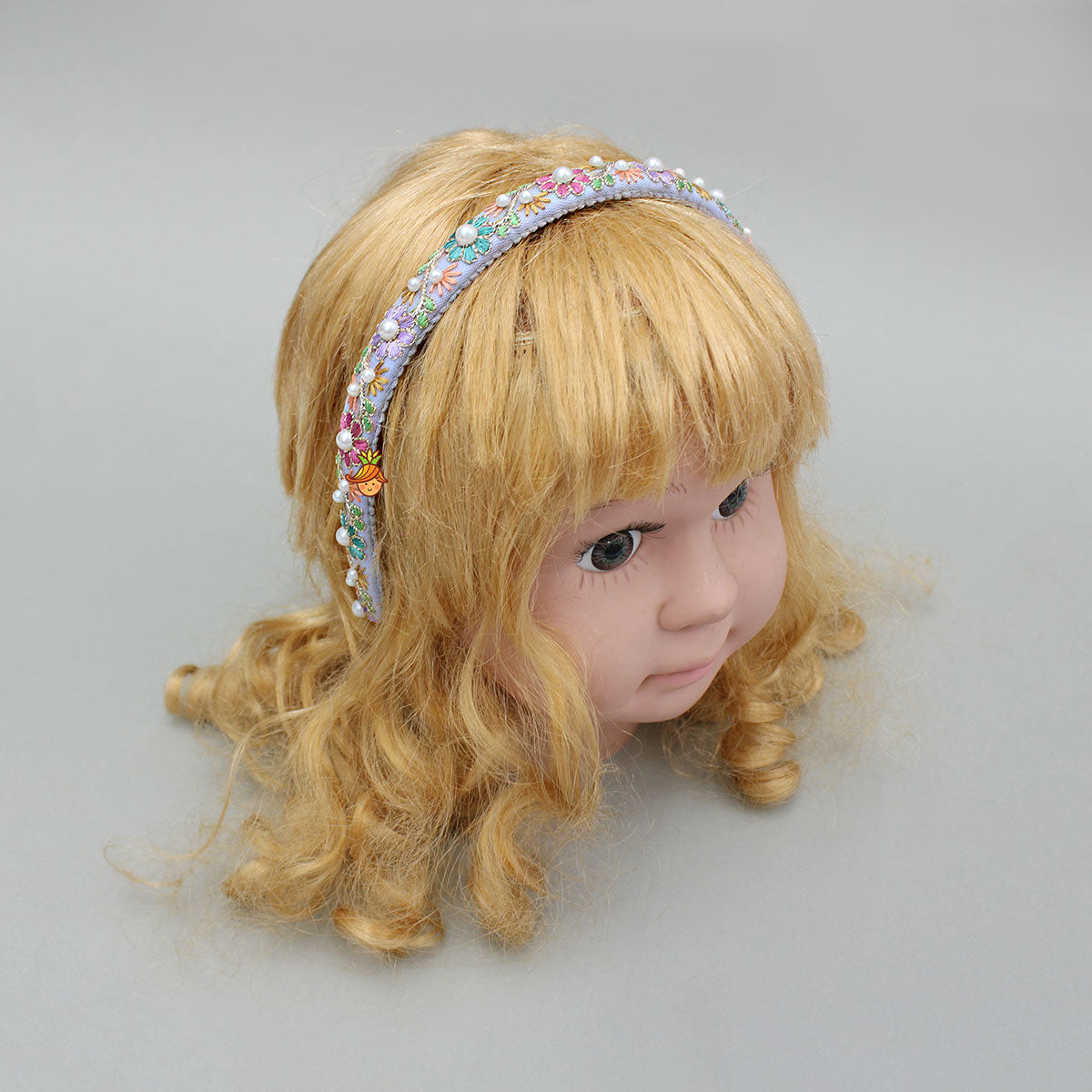 Pearls And Multicolour Thread Embroidered Purple Hairband