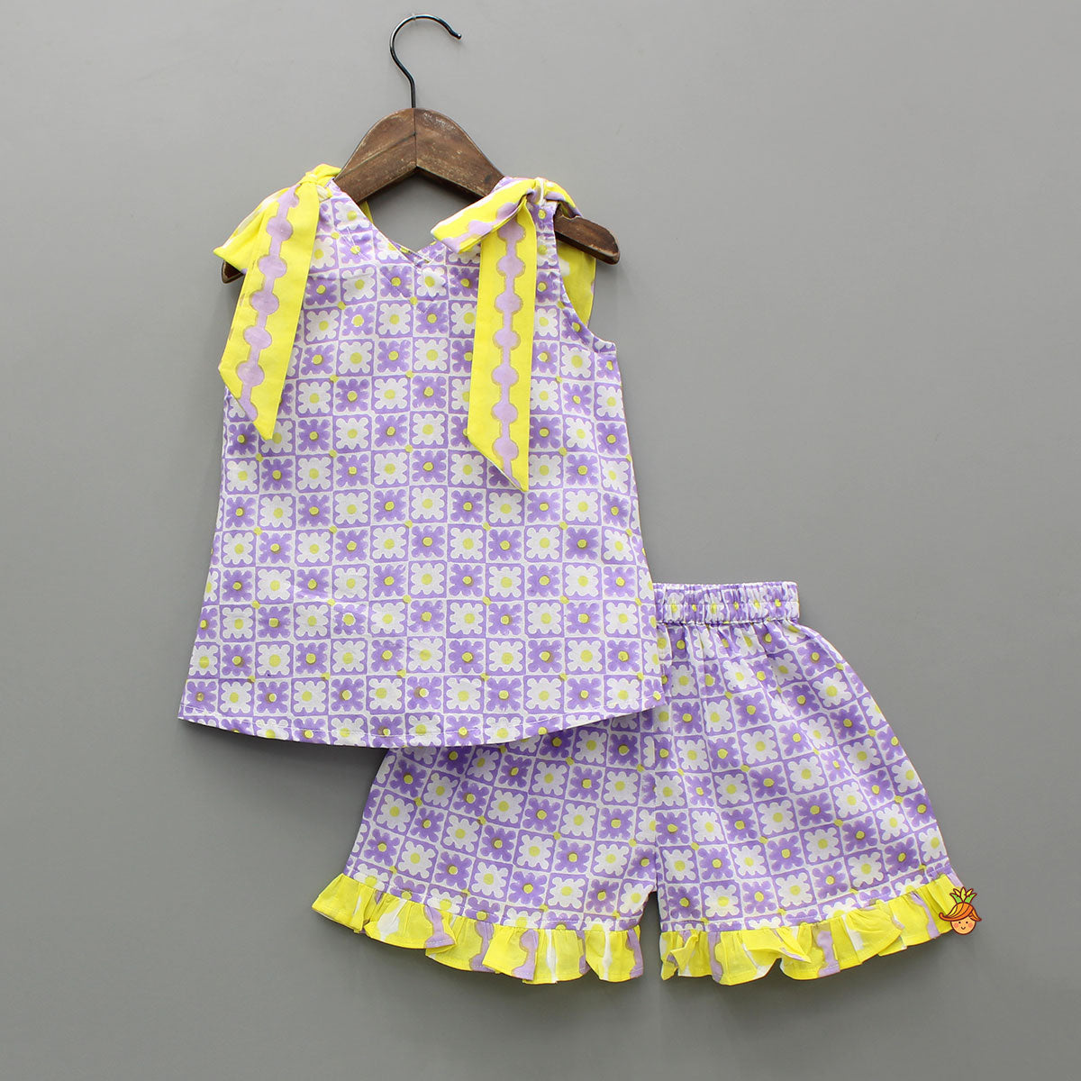 Pre Order: Multicolour Hand Block Floral Printed Top And Shorts