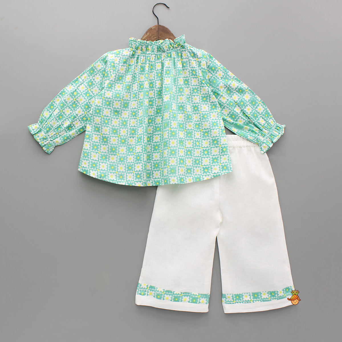Pre Order: Multicolour Floral Hand Block Printed Top And Pyjama