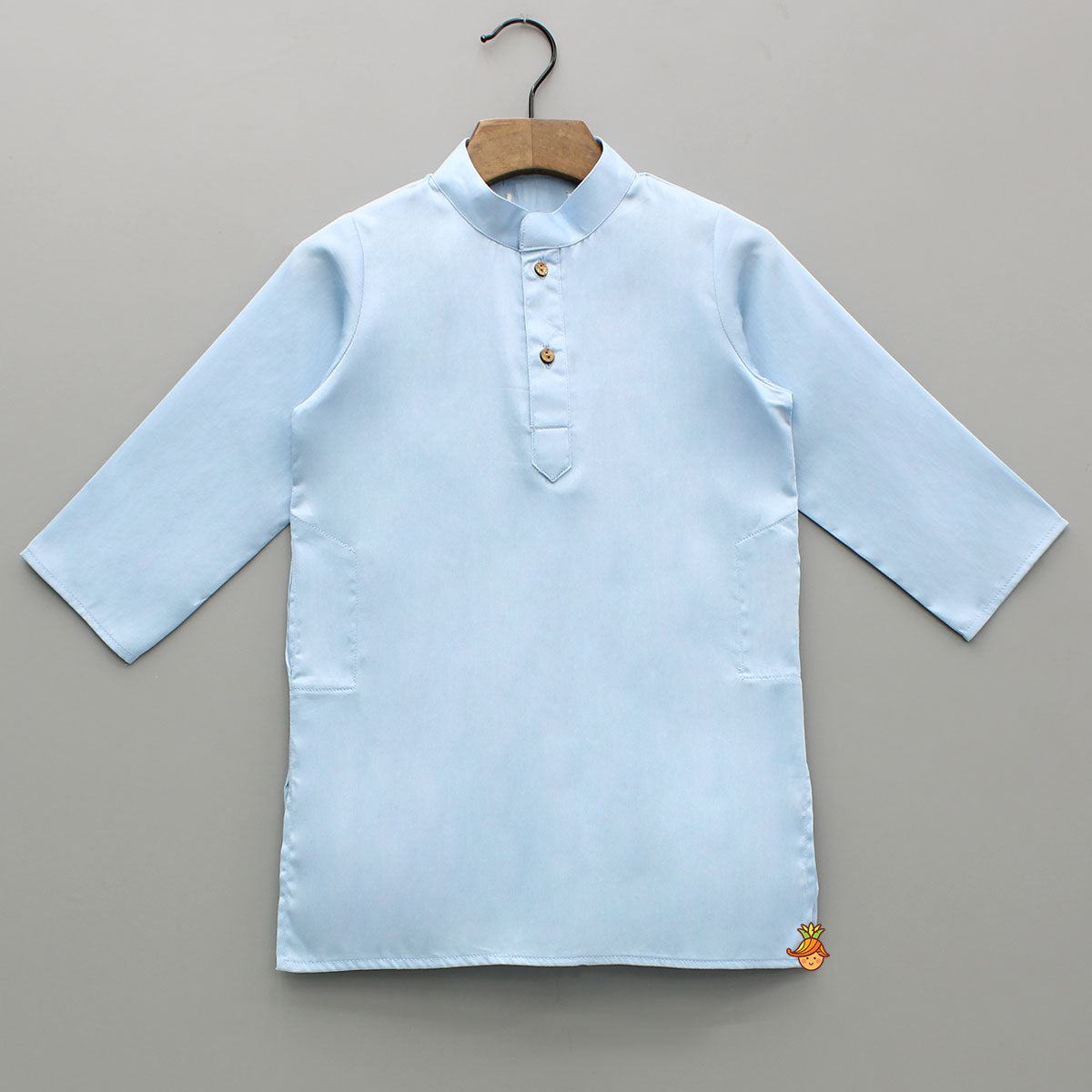 Pre Order: Blue Kurta With Printed Embroidered Jacket And Pyjama