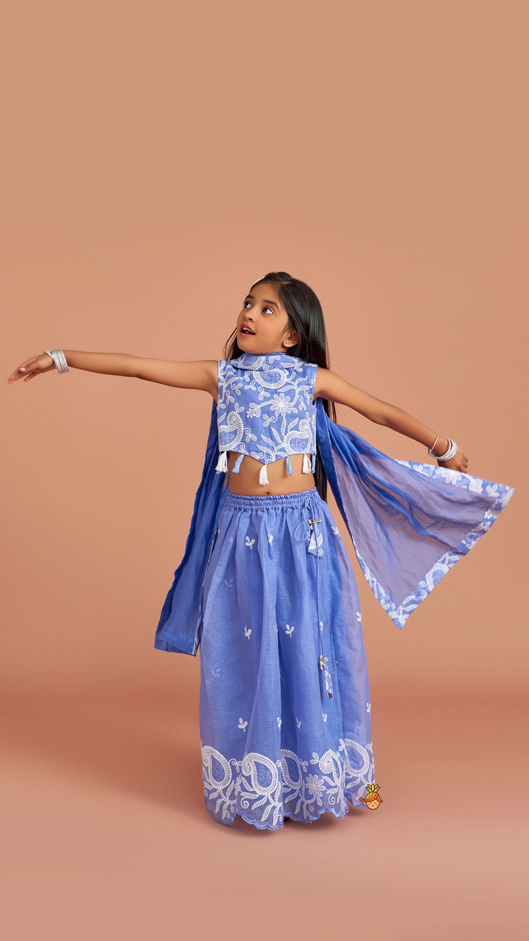 Pre Order: Embroidered And Embellished Top With Lehenga And Dupatta