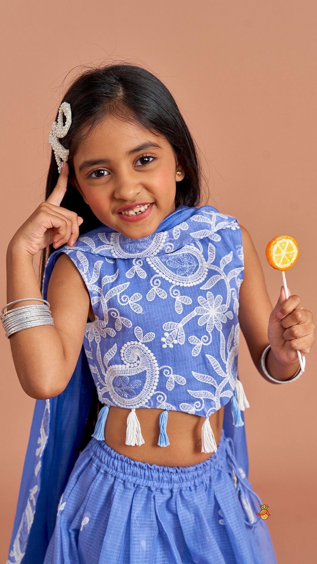 Pre Order: Embroidered And Embellished Top With Lehenga And Dupatta