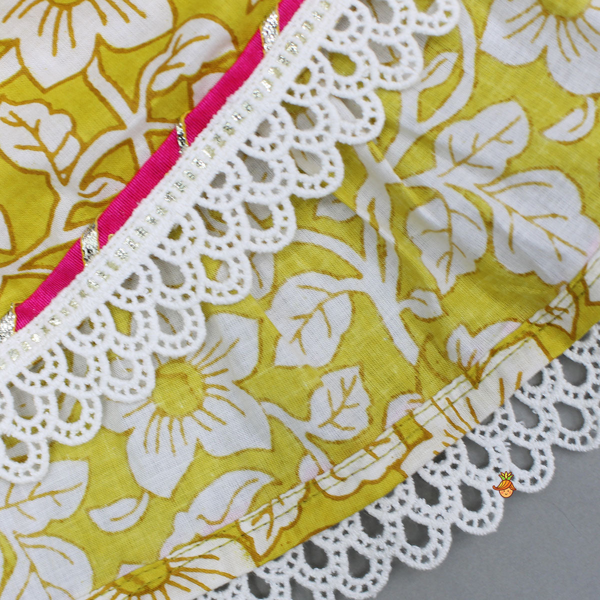 Pre Order: Yellow Floral Printed Top And Tiered Sharara