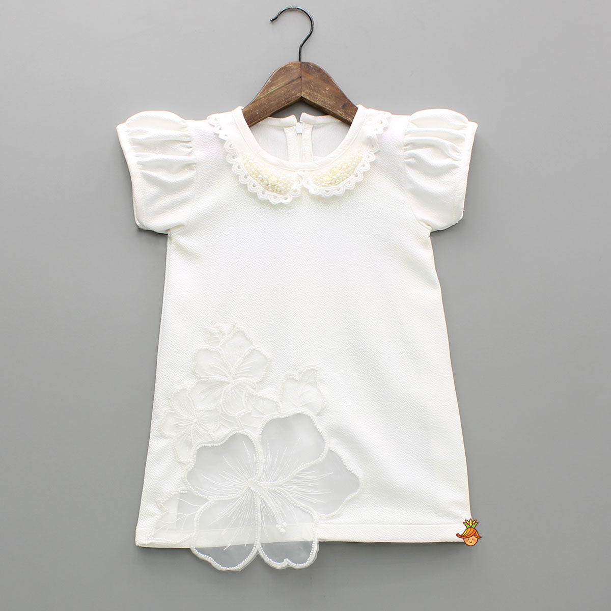 White Embellished Dress With Matching Sling Bag