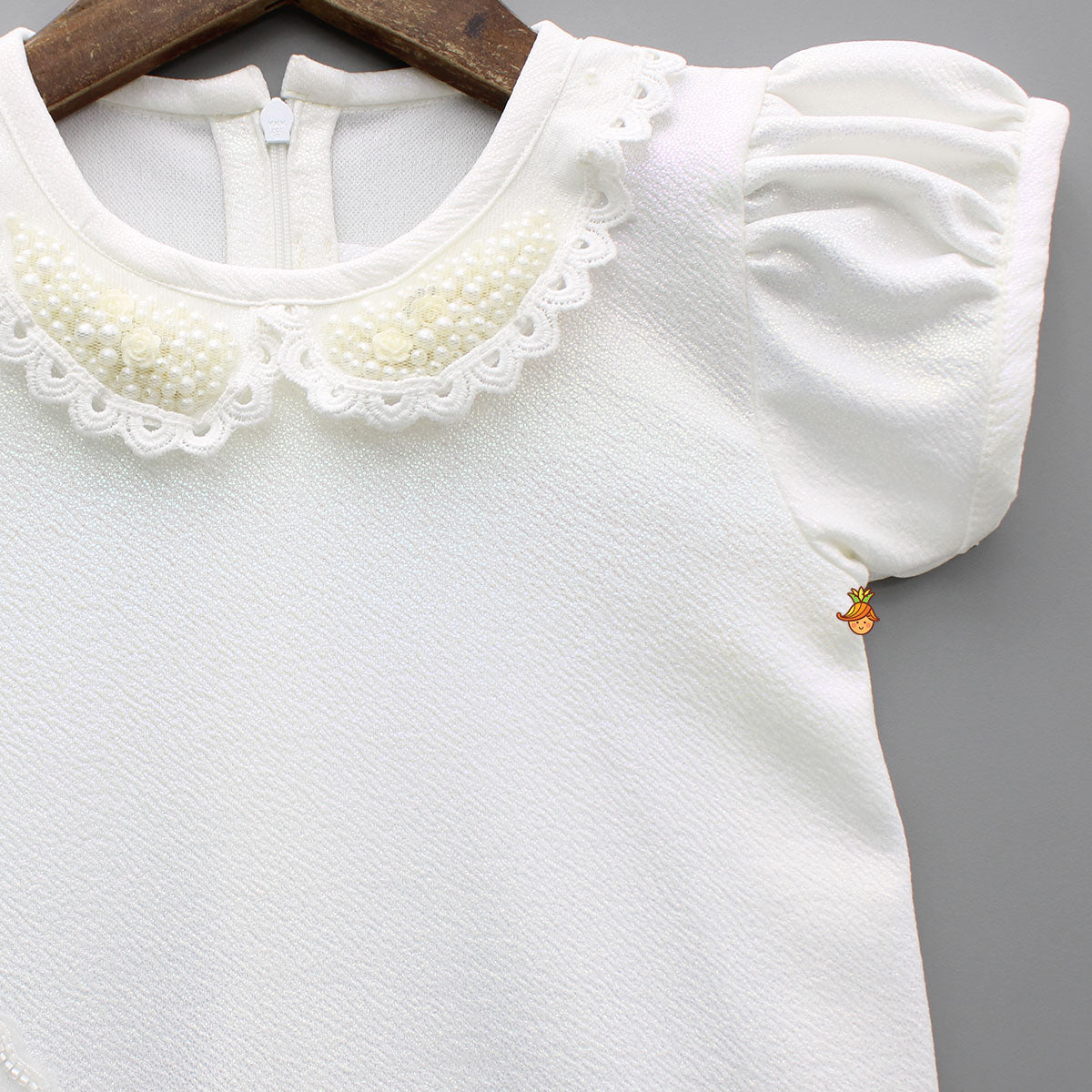 White Embellished Dress With Matching Sling Bag